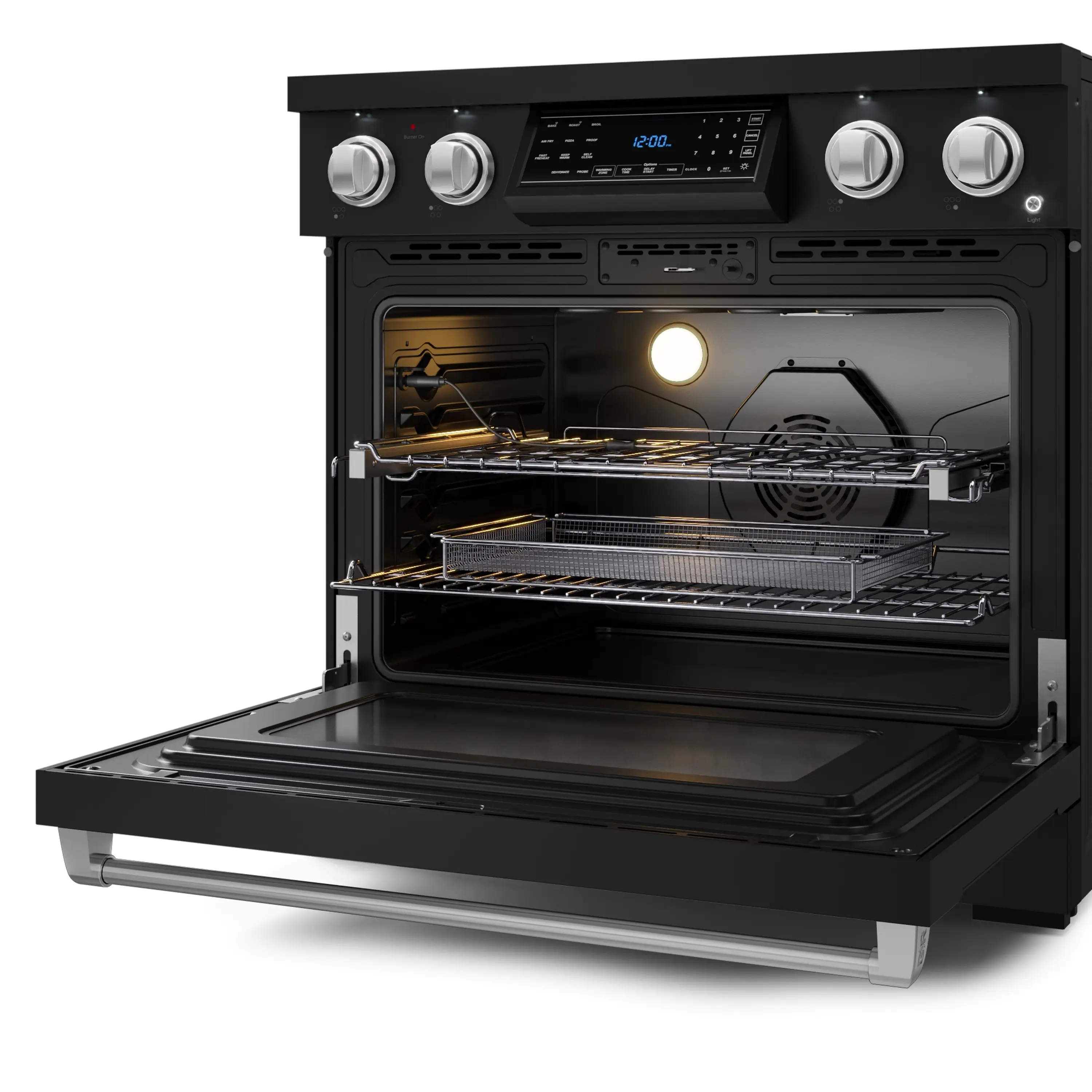 Gordon Ramsay by Thor Kitchen 4-Piece Appliance Package -  36-Inch Electric Range, Wall Mount Range Hood, 36-Inch French Door Refrigerator, and Dishwasher in Black with Bronze Trim - Image 9