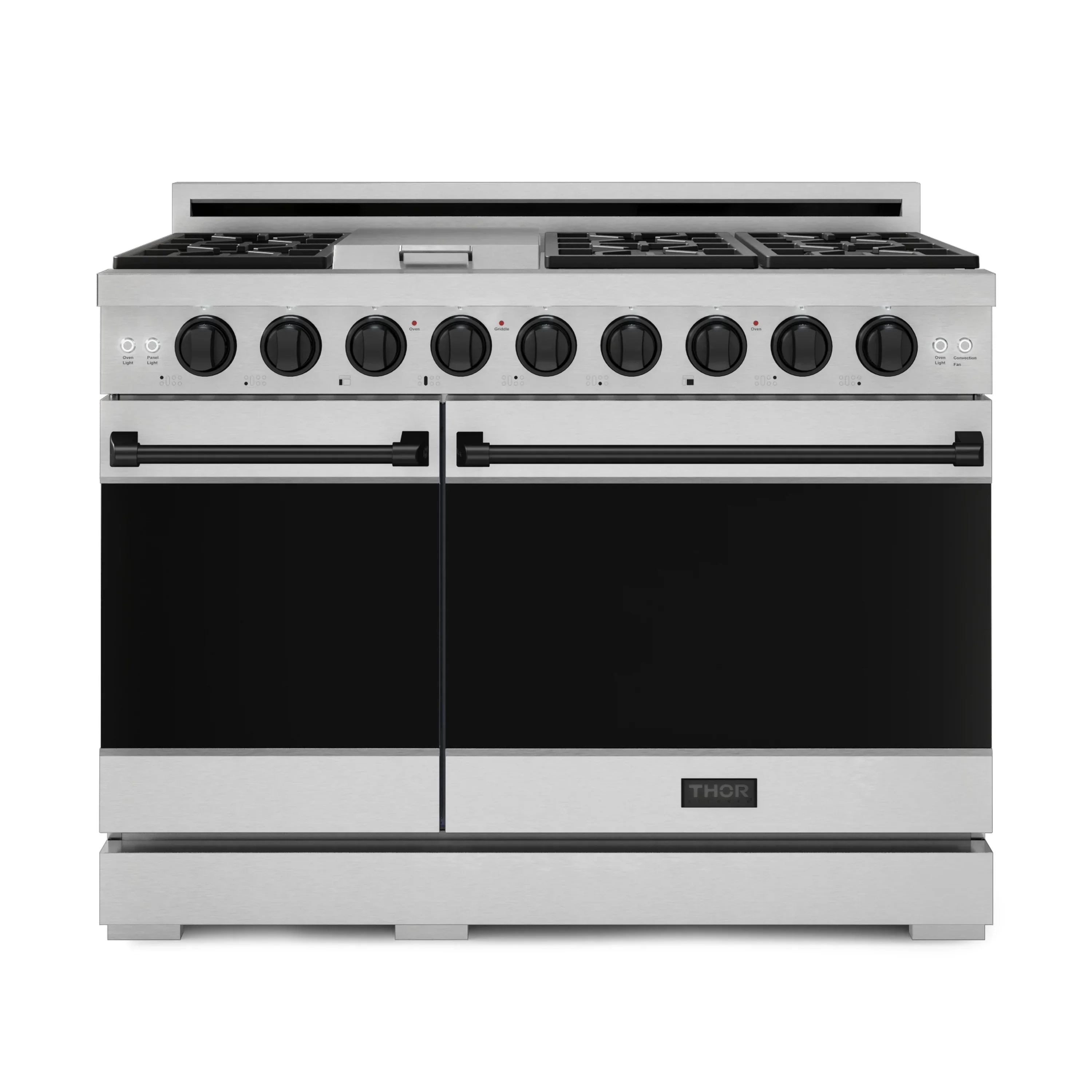 Gordon Ramsay by Thor Kitchen 4-Piece Appliance Package -  48-Inch Natural Gas Range, Wall Mount Range Hood, 36-Inch French Door Refrigerator, and Dishwasher in Stainless Steel with Black Trim - Image 4