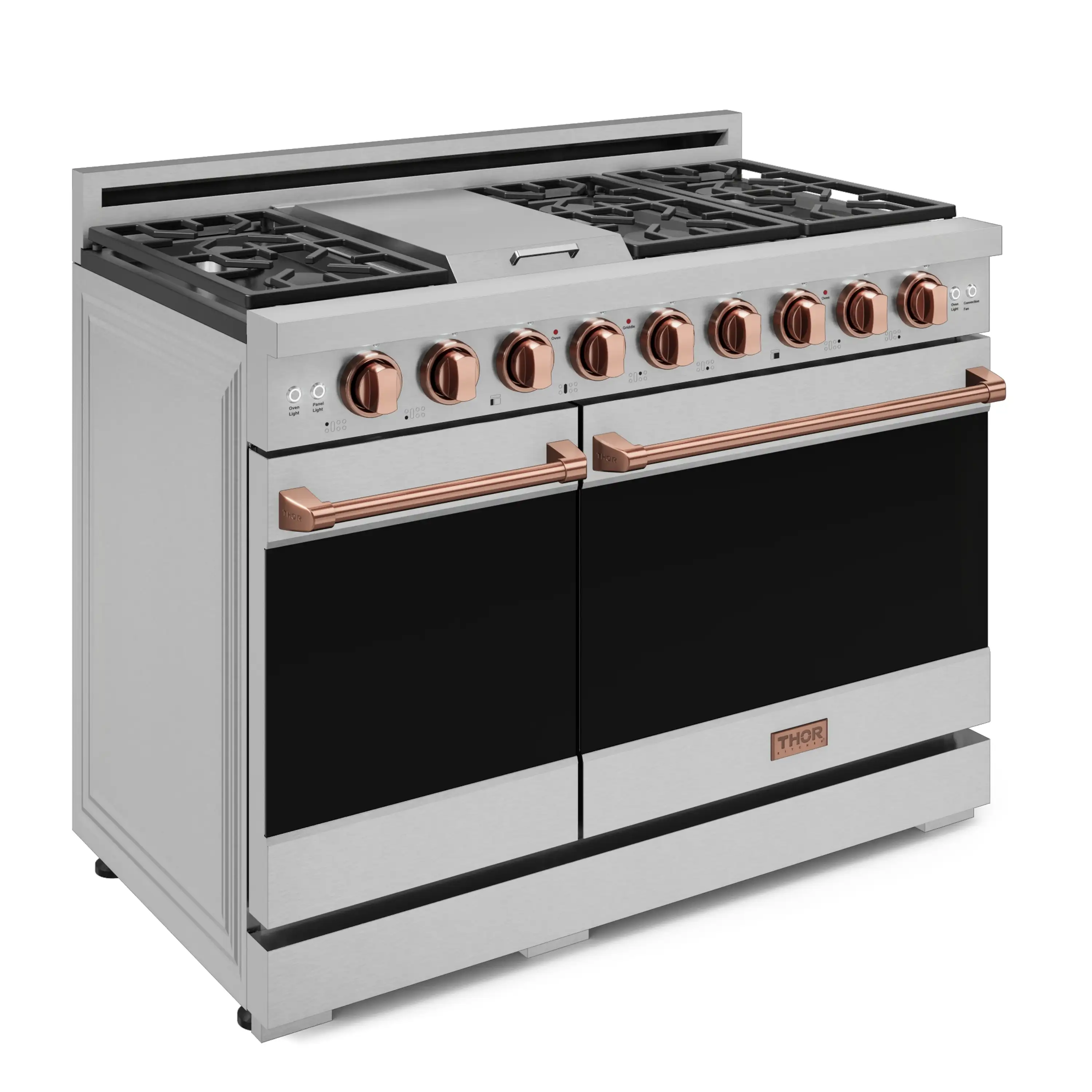 Gordon Ramsay by Thor Kitchen 4-Piece Appliance Package -  48-Inch Natural Gas Range, Wall Mount Range Hood, 36-Inch French Door Refrigerator, and Dishwasher in Stainless Steel with Rose Gold Trim - Image 10