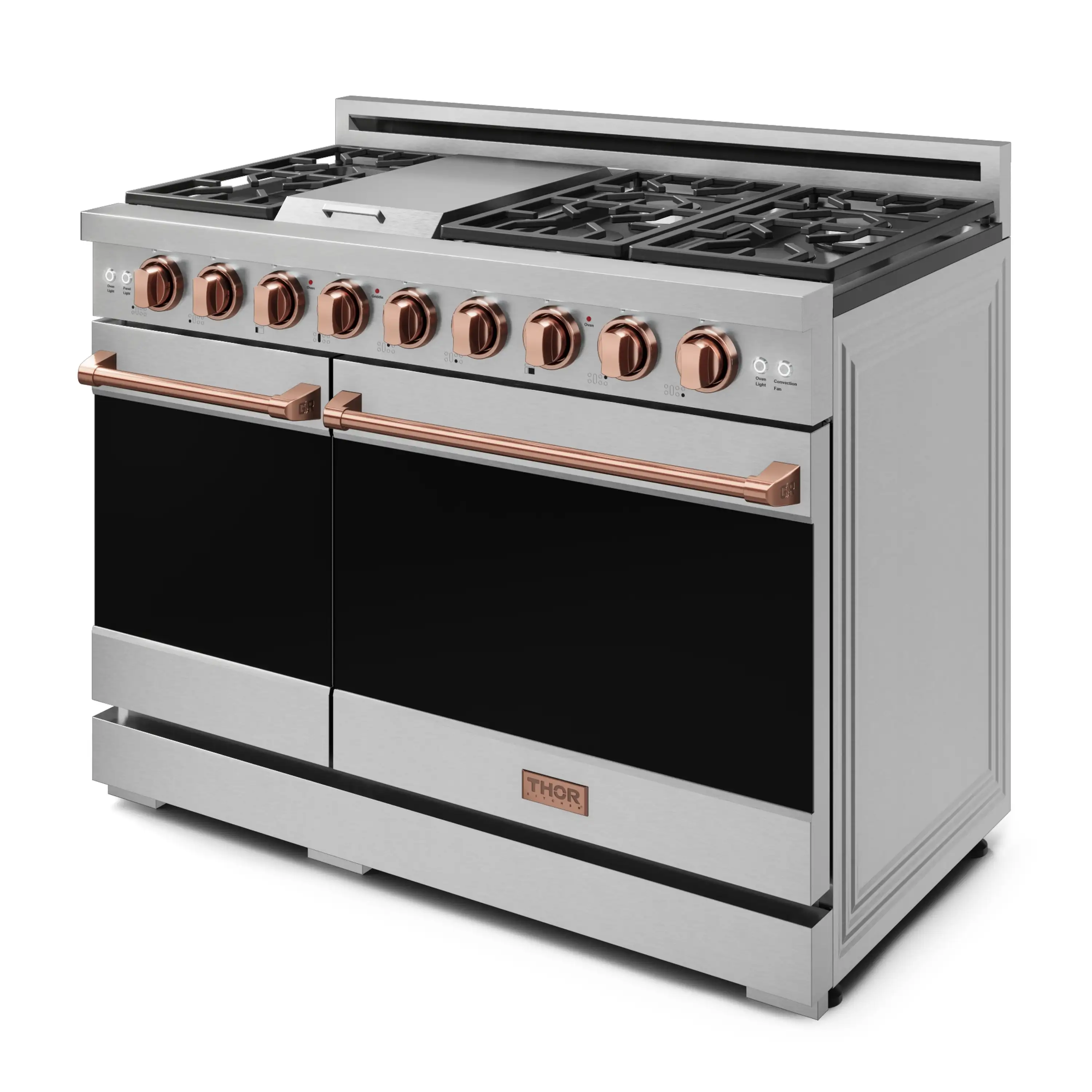 Gordon Ramsay by Thor Kitchen 4-Piece Appliance Package -  48-Inch Natural Gas Range, Wall Mount Range Hood, 36-Inch French Door Refrigerator, and Dishwasher in Stainless Steel with Rose Gold Trim - Image 11