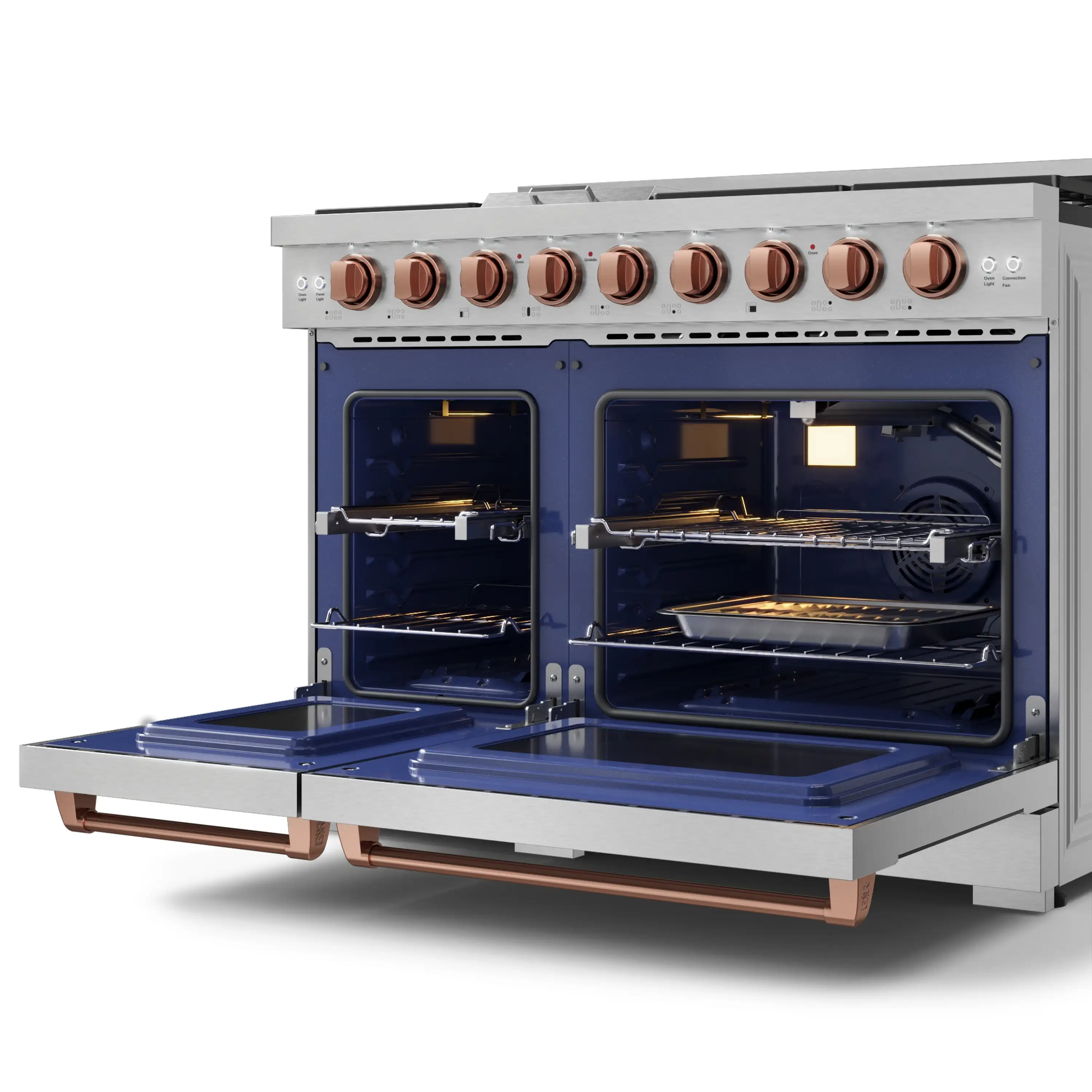 Gordon Ramsay by Thor Kitchen 4-Piece Appliance Package -  48-Inch Natural Gas Range, Wall Mount Range Hood, 36-Inch French Door Refrigerator, and Dishwasher in Stainless Steel with Rose Gold Trim - Image 13
