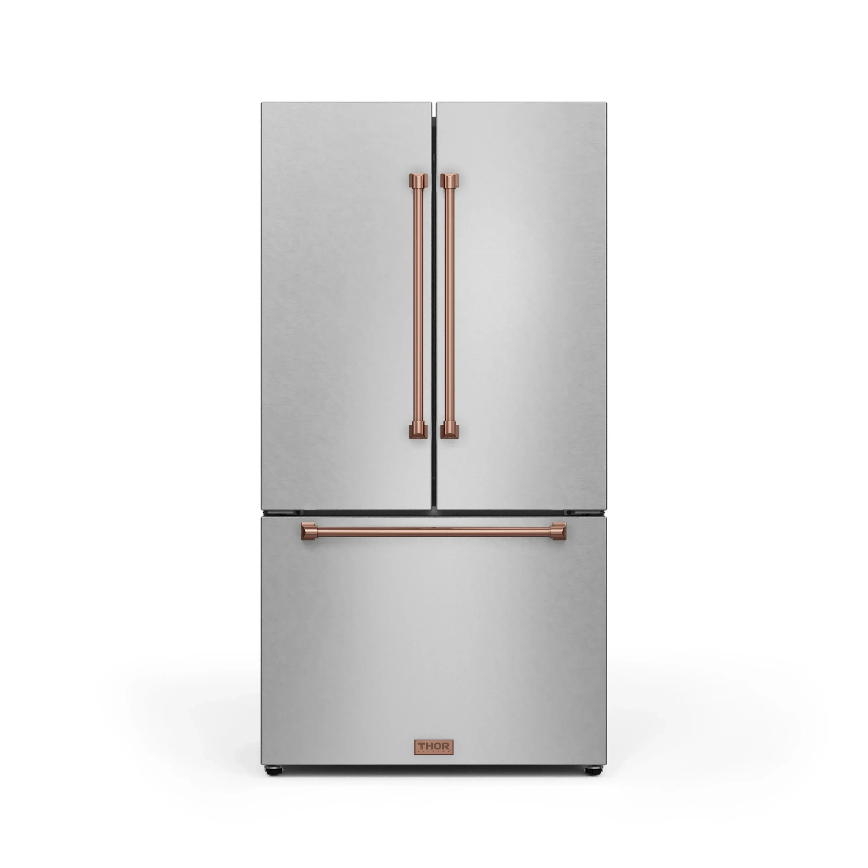Gordon Ramsay by Thor Kitchen 4-Piece Appliance Package -  48-Inch Natural Gas Range, Wall Mount Range Hood, 36-Inch French Door Refrigerator, and Dishwasher in Stainless Steel with Rose Gold Trim - Image 19