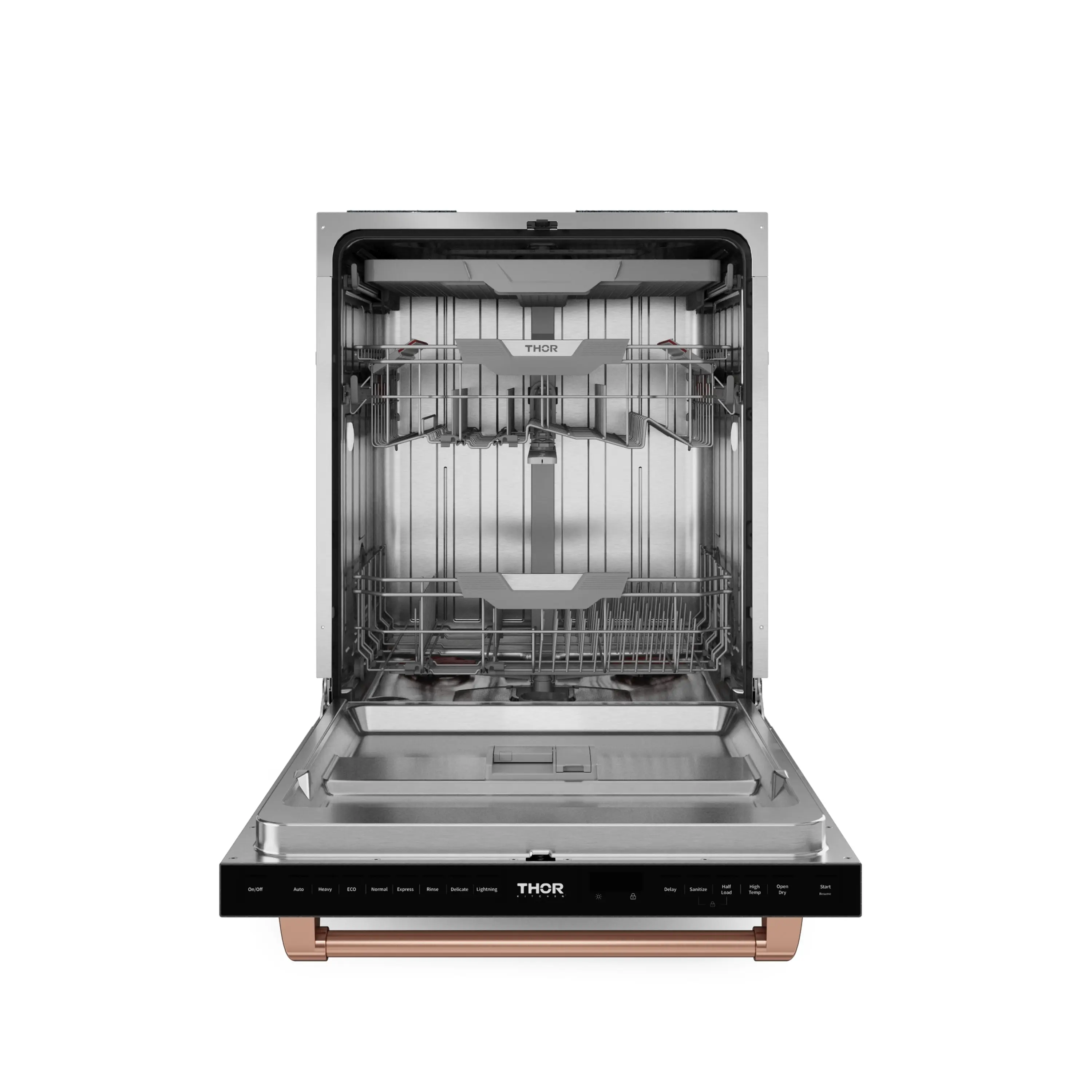 Gordon Ramsay by Thor Kitchen 4-Piece Appliance Package -  48-Inch Natural Gas Range, Wall Mount Range Hood, 36-Inch French Door Refrigerator, and Dishwasher in Stainless Steel with Rose Gold Trim - Image 30