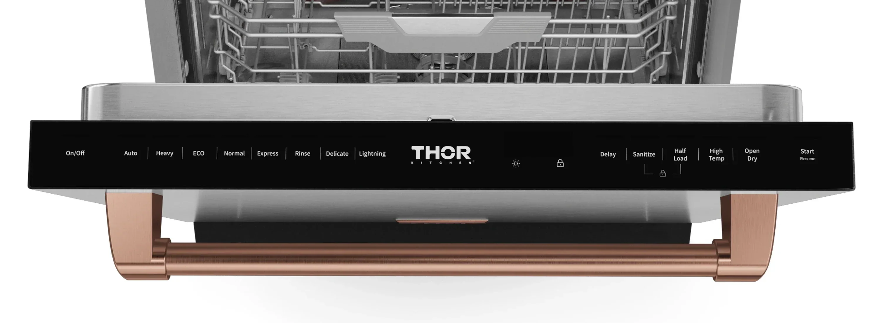 Gordon Ramsay by Thor Kitchen 4-Piece Appliance Package -  48-Inch Natural Gas Range, Wall Mount Range Hood, 36-Inch French Door Refrigerator, and Dishwasher in Stainless Steel with Rose Gold Trim - Image 31