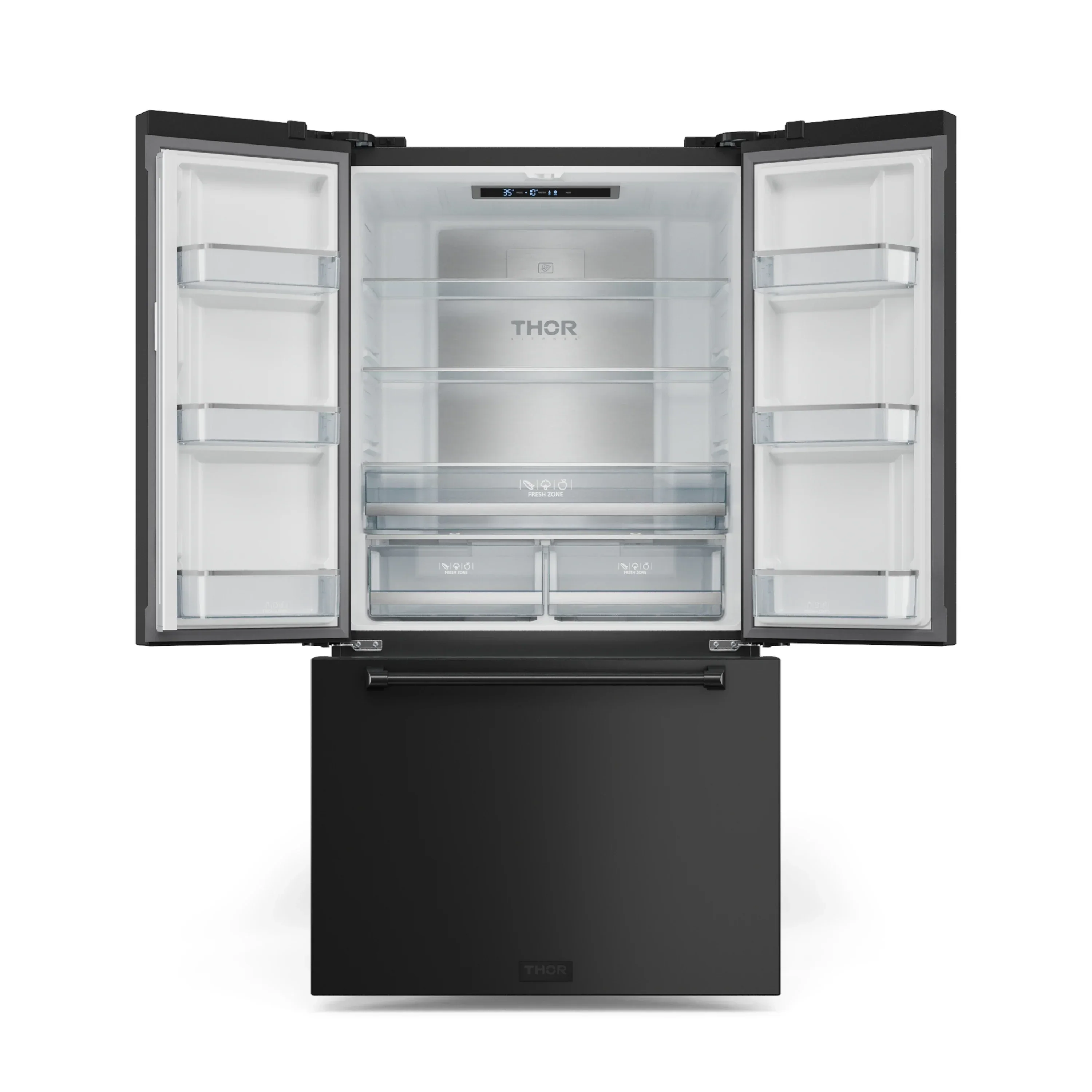 Gordon Ramsay by Thor Kitchen 4-Piece Appliance Package -  48-Inch Natural Gas Range, Wall Mount Range Hood, 36-Inch French Door Refrigerator, and Dishwasher in Black - Image 16