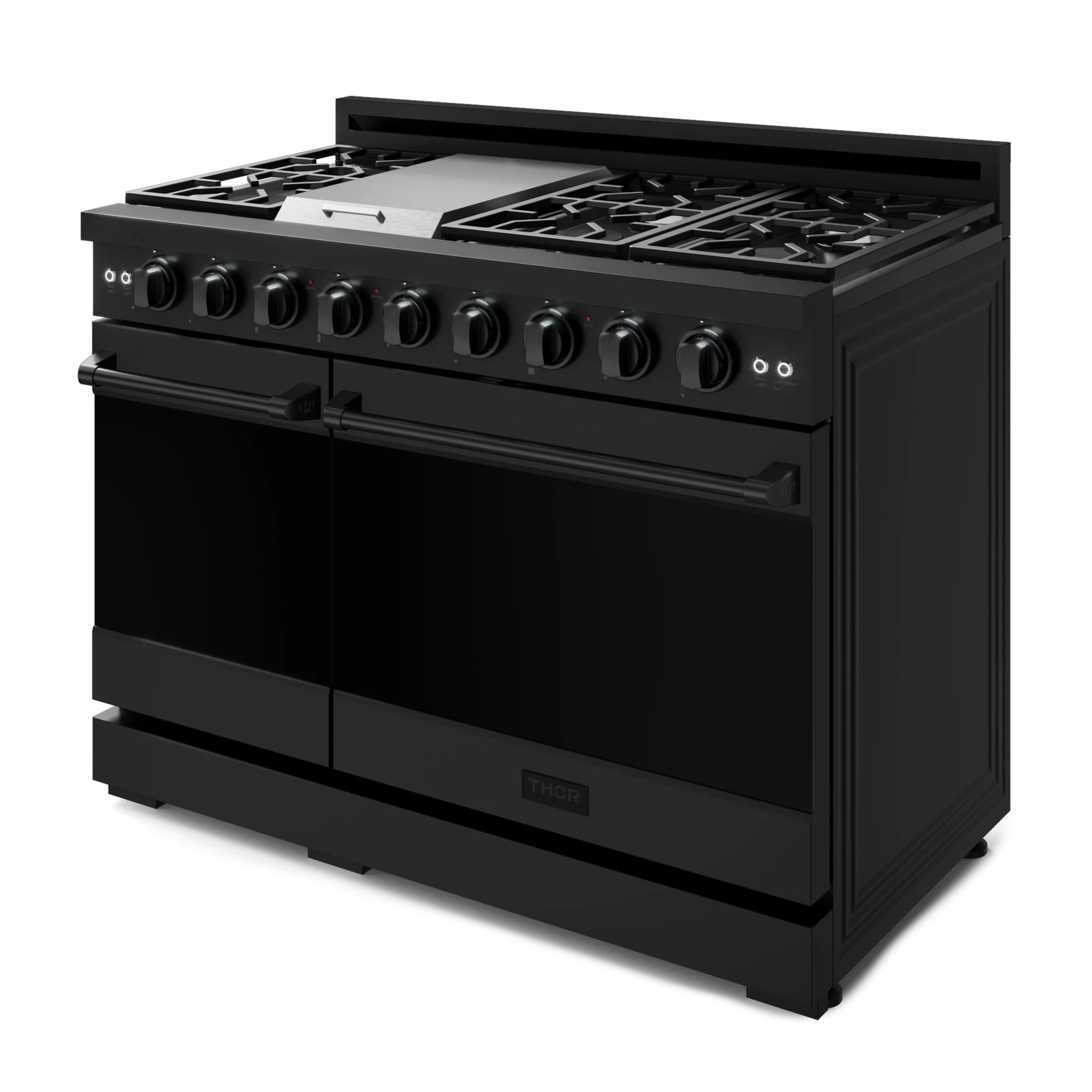 Gordon Ramsay by Thor Kitchen 4-Piece Appliance Package -  48-Inch Natural Gas Range, Wall Mount Range Hood, 36-Inch French Door Refrigerator, and Dishwasher in Black - Image 7