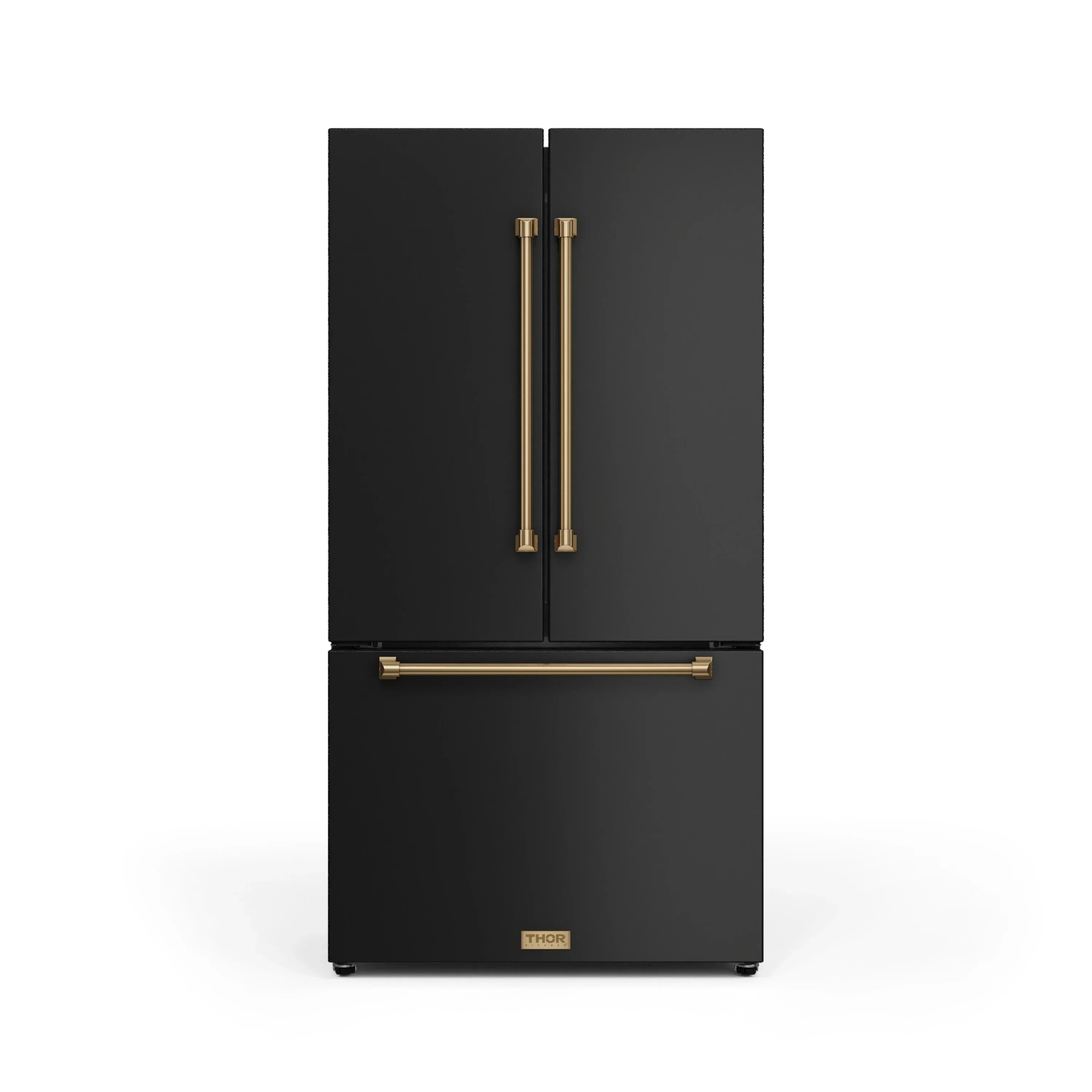 Gordon Ramsay by Thor Kitchen 4-Piece Appliance Package -  48-Inch Natural Gas Range, Wall Mount Range Hood, 36-Inch French Door Refrigerator, and Dishwasher in Black with Bronze Trim - Image 20