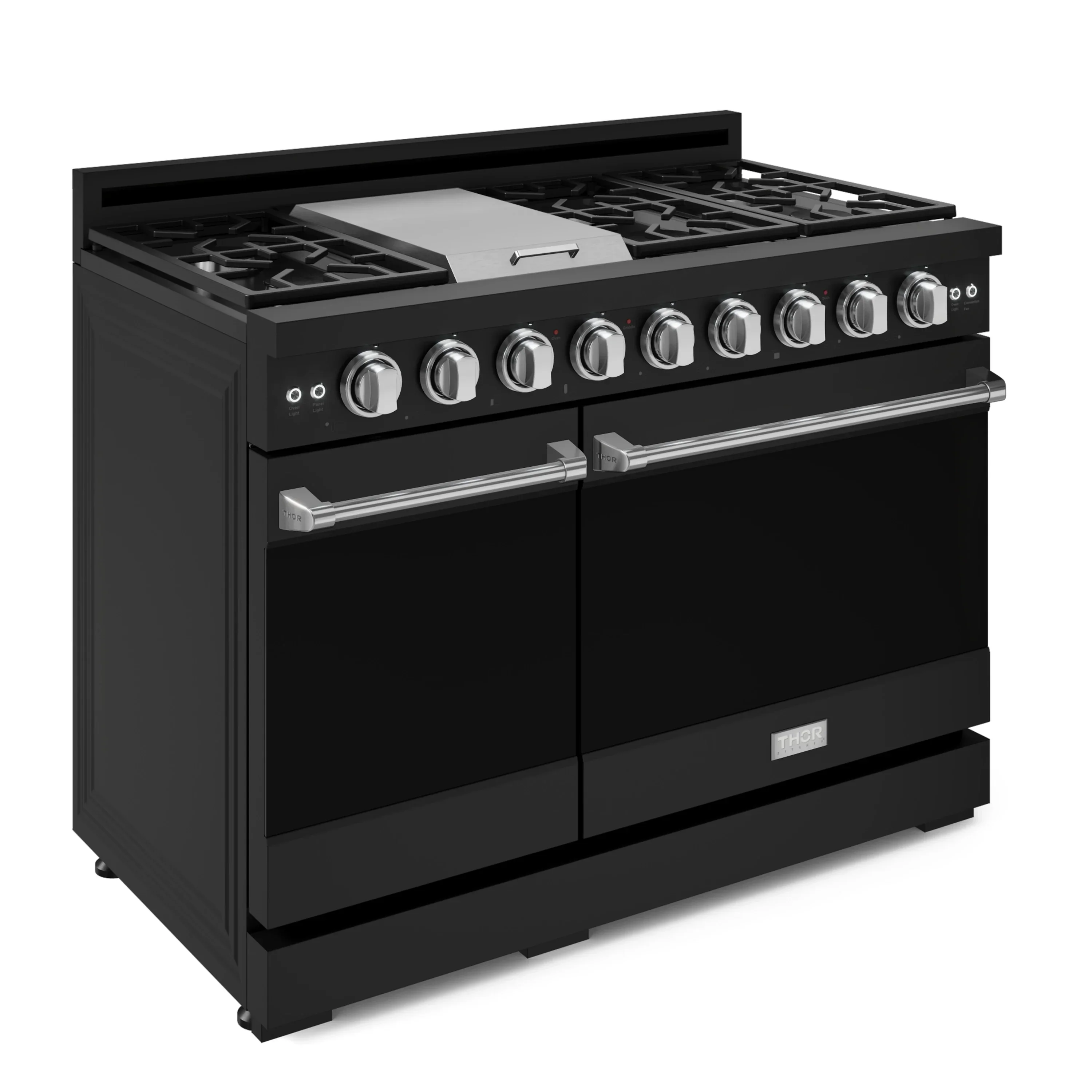 Gordon Ramsay by Thor Kitchen 4-Piece Appliance Package -  48-Inch Natural Gas Range, Wall Mount Range Hood, 36-Inch French Door Refrigerator, and Dishwasher in Black with Stainless Steel Trim - Image 6