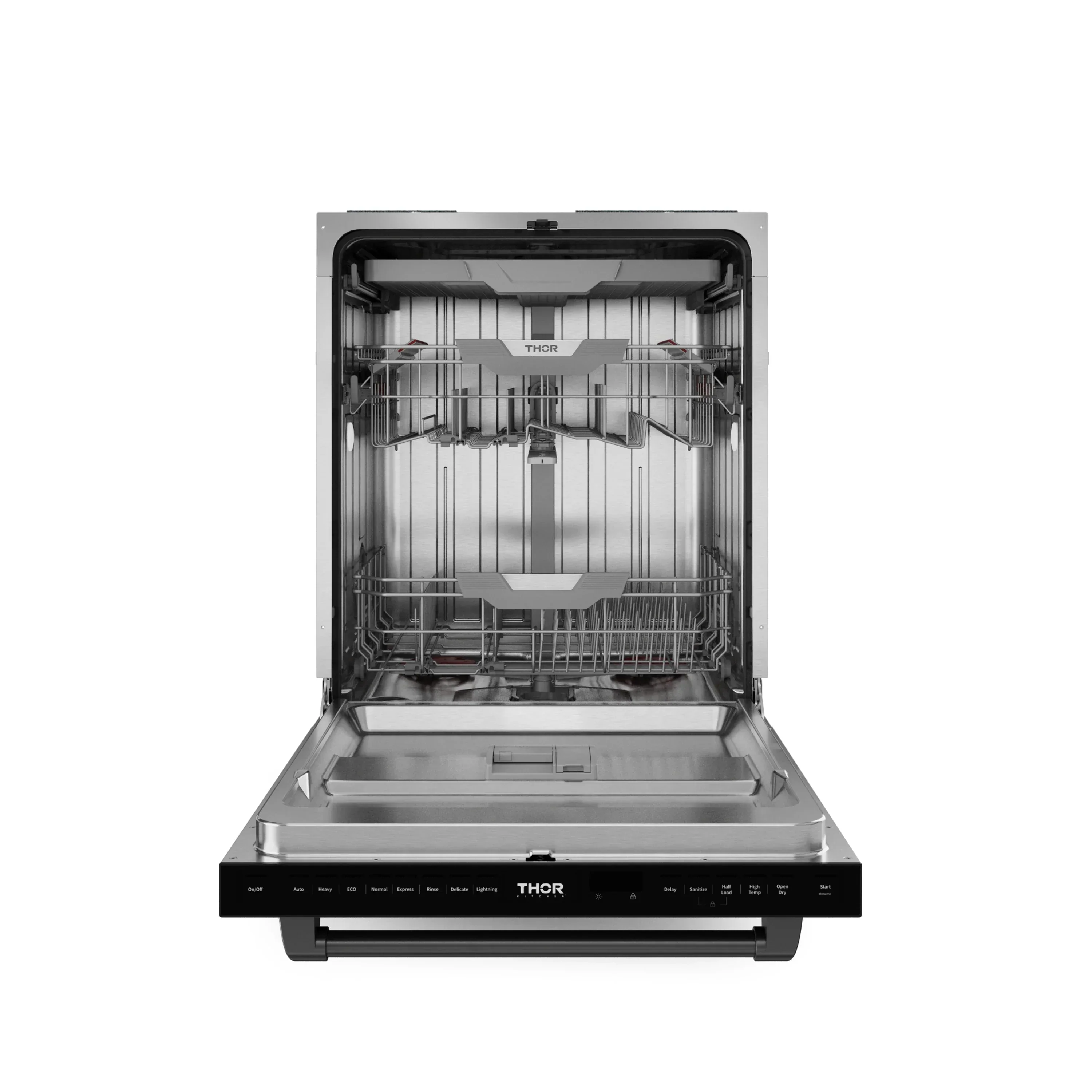 Gordon Ramsay by Thor Kitchen 4-Piece Appliance Package -  48-Inch Propane Gas Range, Wall Mount Range Hood, 36-Inch French Door Refrigerator, and Dishwasher in Black - Image 24