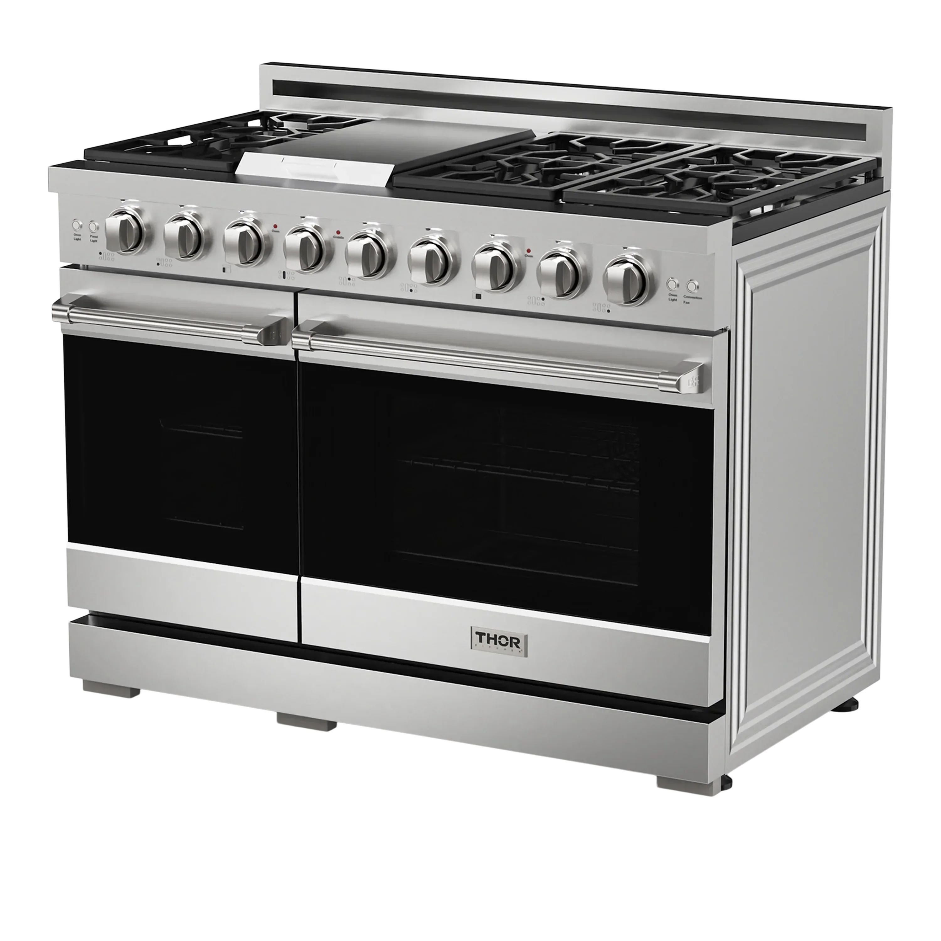 Gordon Ramsay by Thor Kitchen 4-Piece Appliance Package -  48-Inch Propane Gas Range, Wall Mount Range Hood, 36-Inch French Door Refrigerator, and Dishwasher in Stainless Steel - Image 5