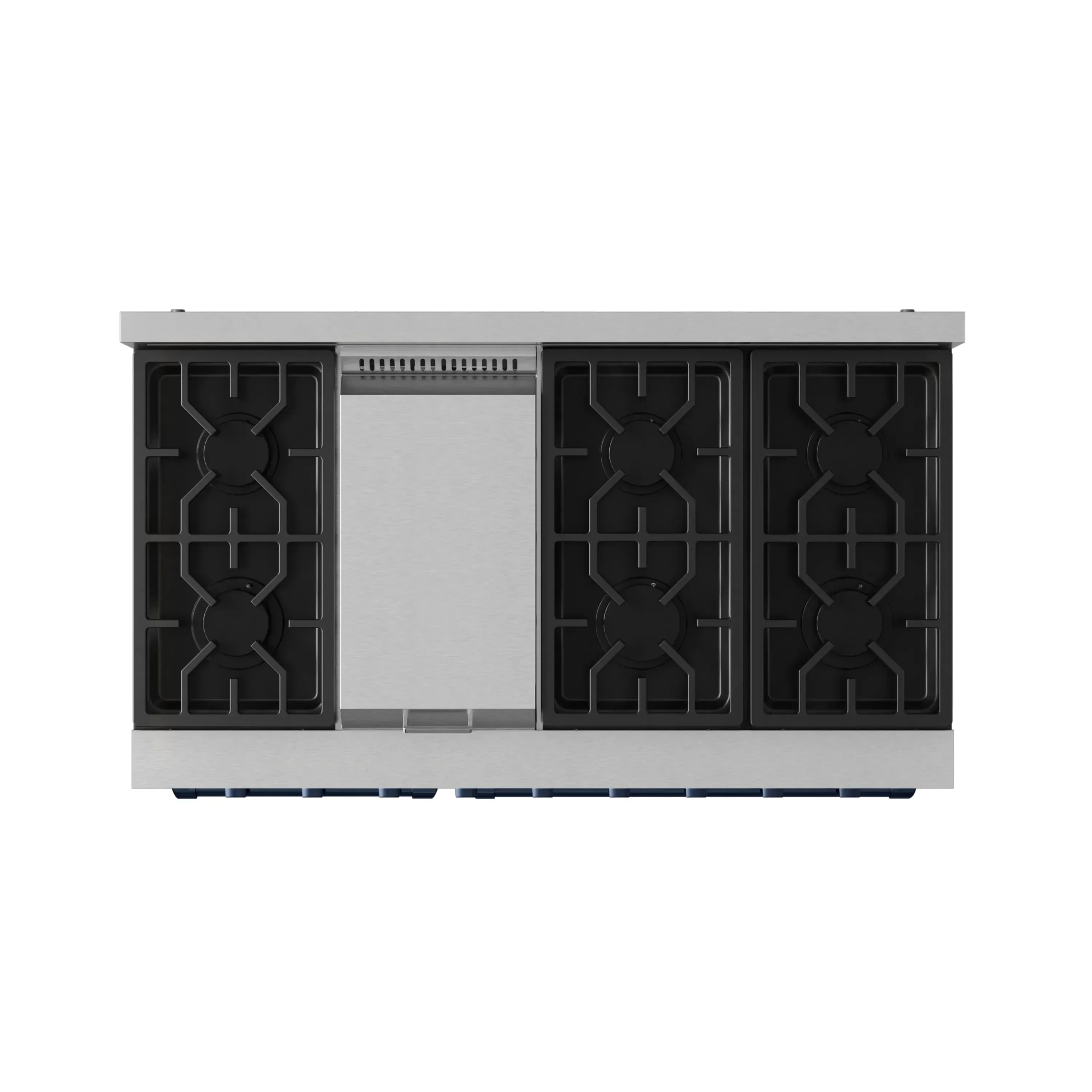 Gordon Ramsay by Thor Kitchen 4-Piece Appliance Package -  48-Inch Propane Gas Range, Wall Mount Range Hood, 36-Inch French Door Refrigerator, and Dishwasher in Stainless Steel with Blue Trim - Image 10