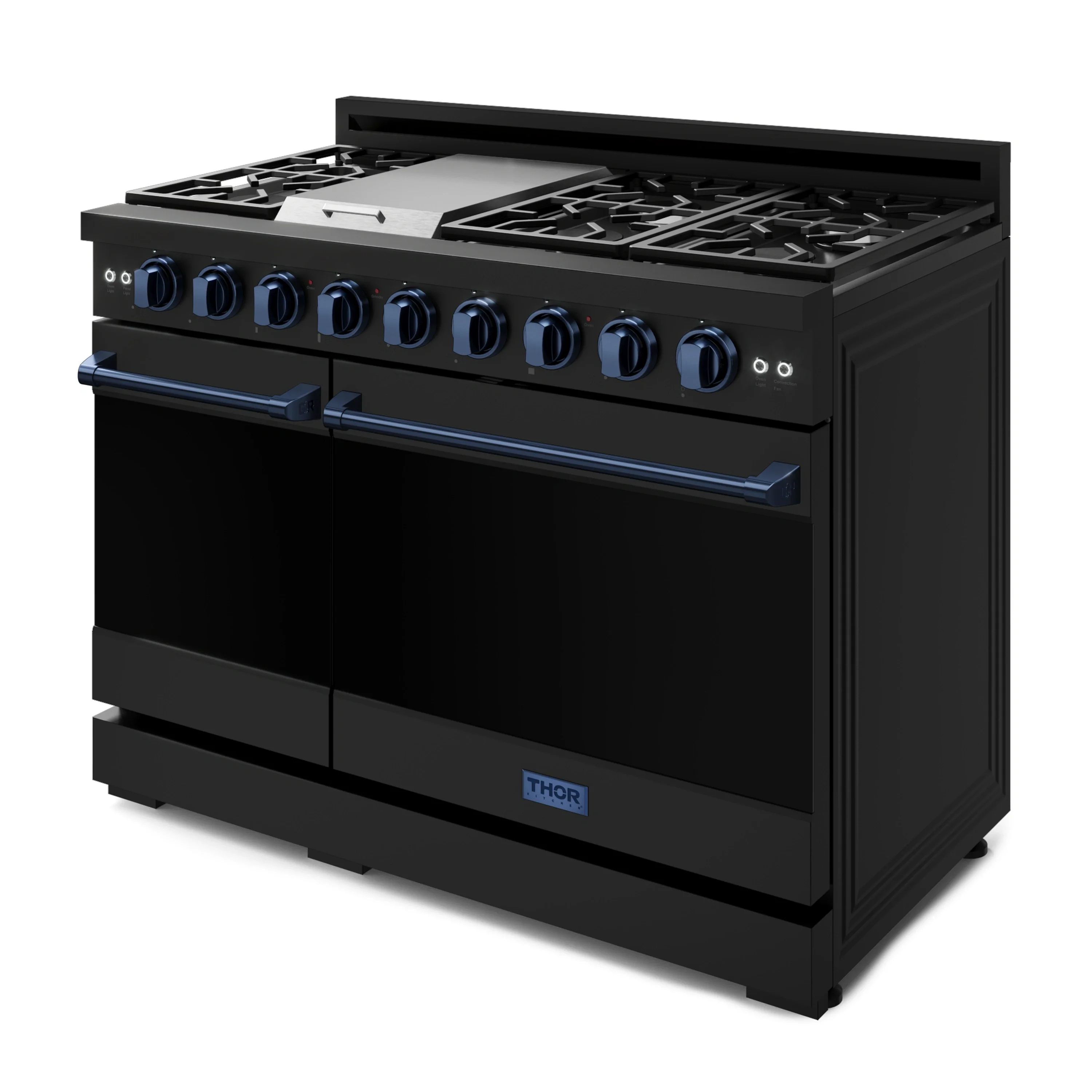 Gordon Ramsay by Thor Kitchen 48-Inch Professional Propane Gas Range with Pro-Style Knob and 6.8 Cu. Ft. Double Oven in Black with Navy Blue Trim (RSG48EBLP-BLU) - Image 7