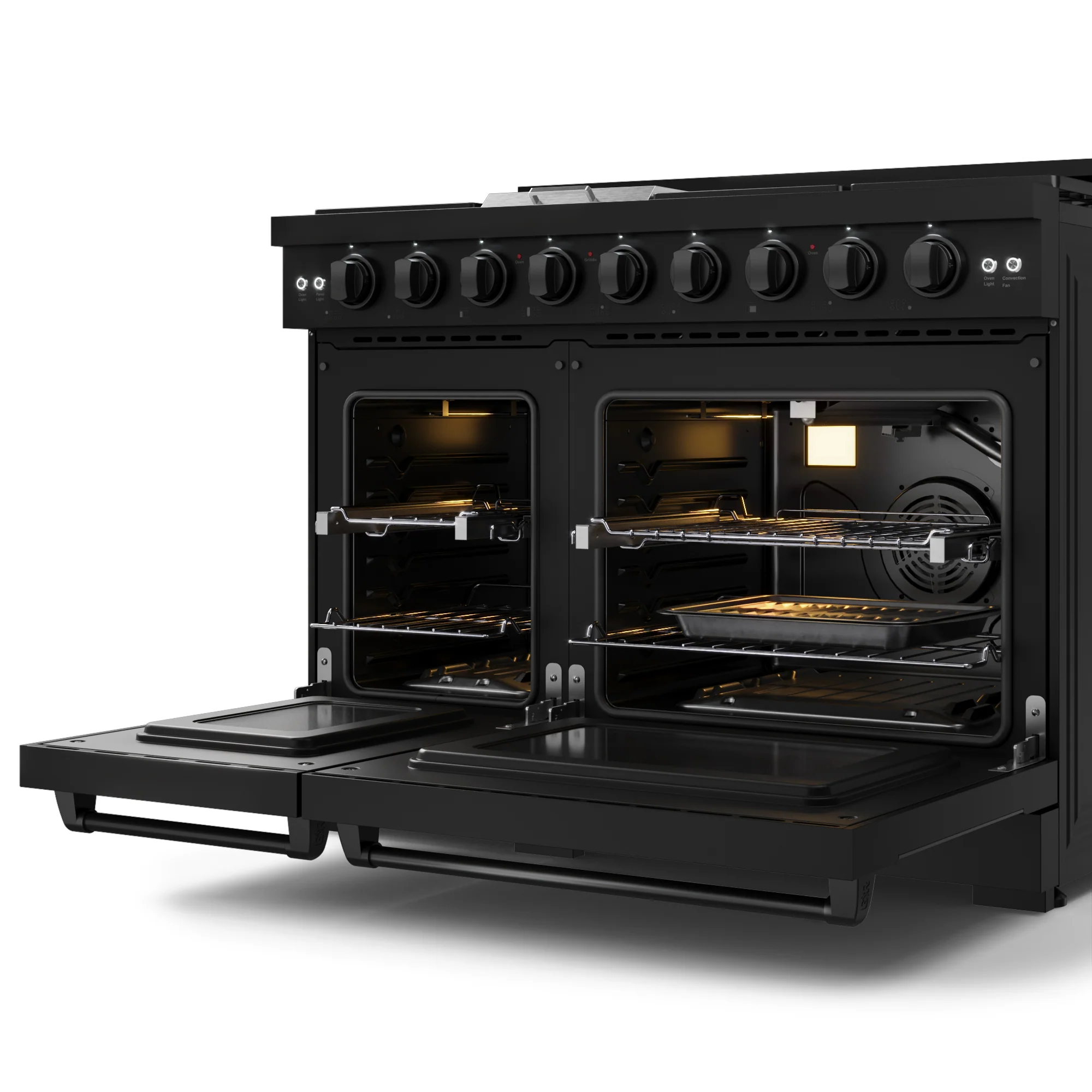 Gordon Ramsay by Thor Kitchen 48-Inch Professional Propane Gas Range with Pro-Style Knobs and 6.8 Cu. Ft. Double Oven in Black (RSG48EBLP) - Image 9