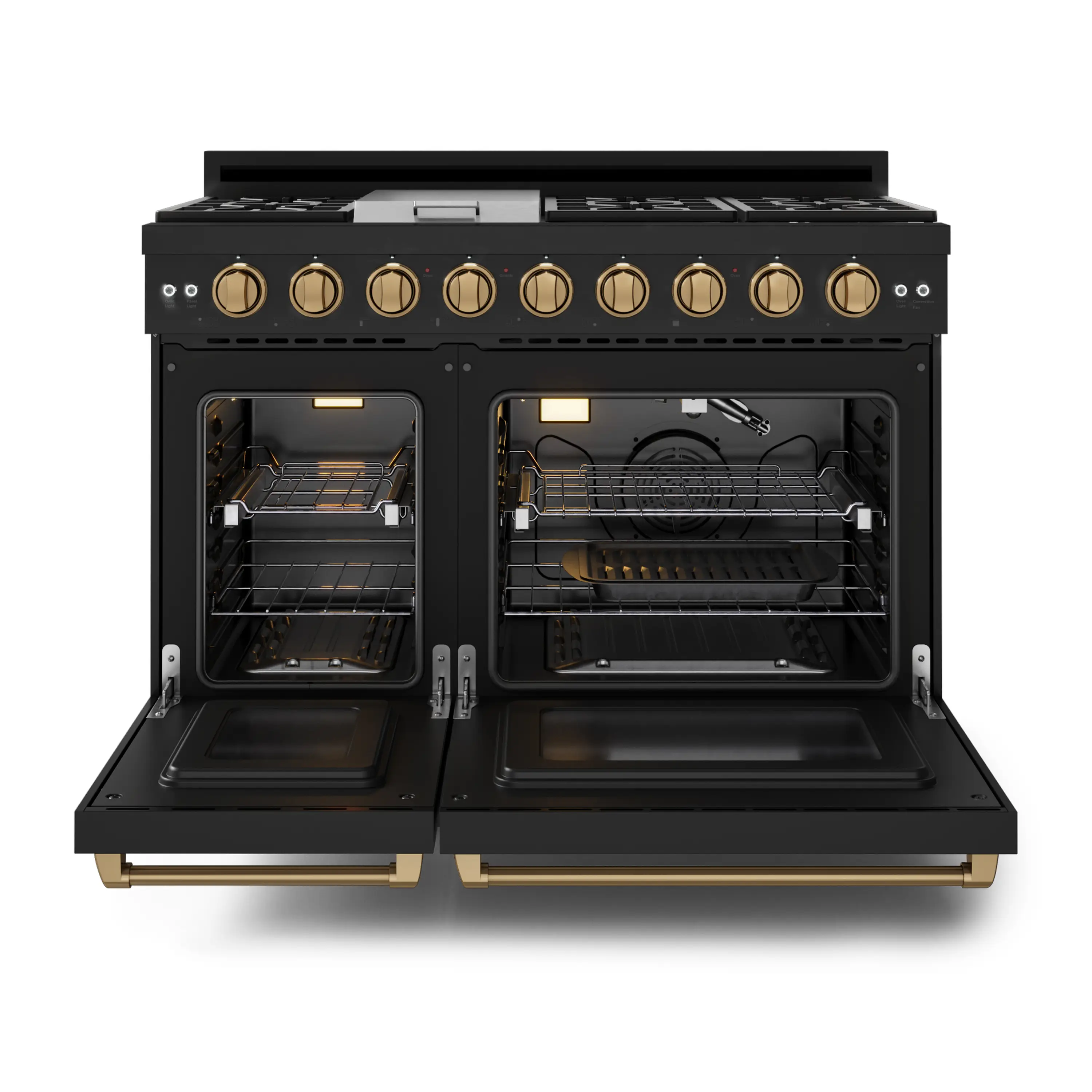 Gordon Ramsay by Thor Kitchen 48-Inch Professional Propane Gas Range with Pro-Style Knobs and 6.8 Cu. Ft. Double Oven in Black with Bronze Trim (RSG48EBLP-BRZ) - Image 7