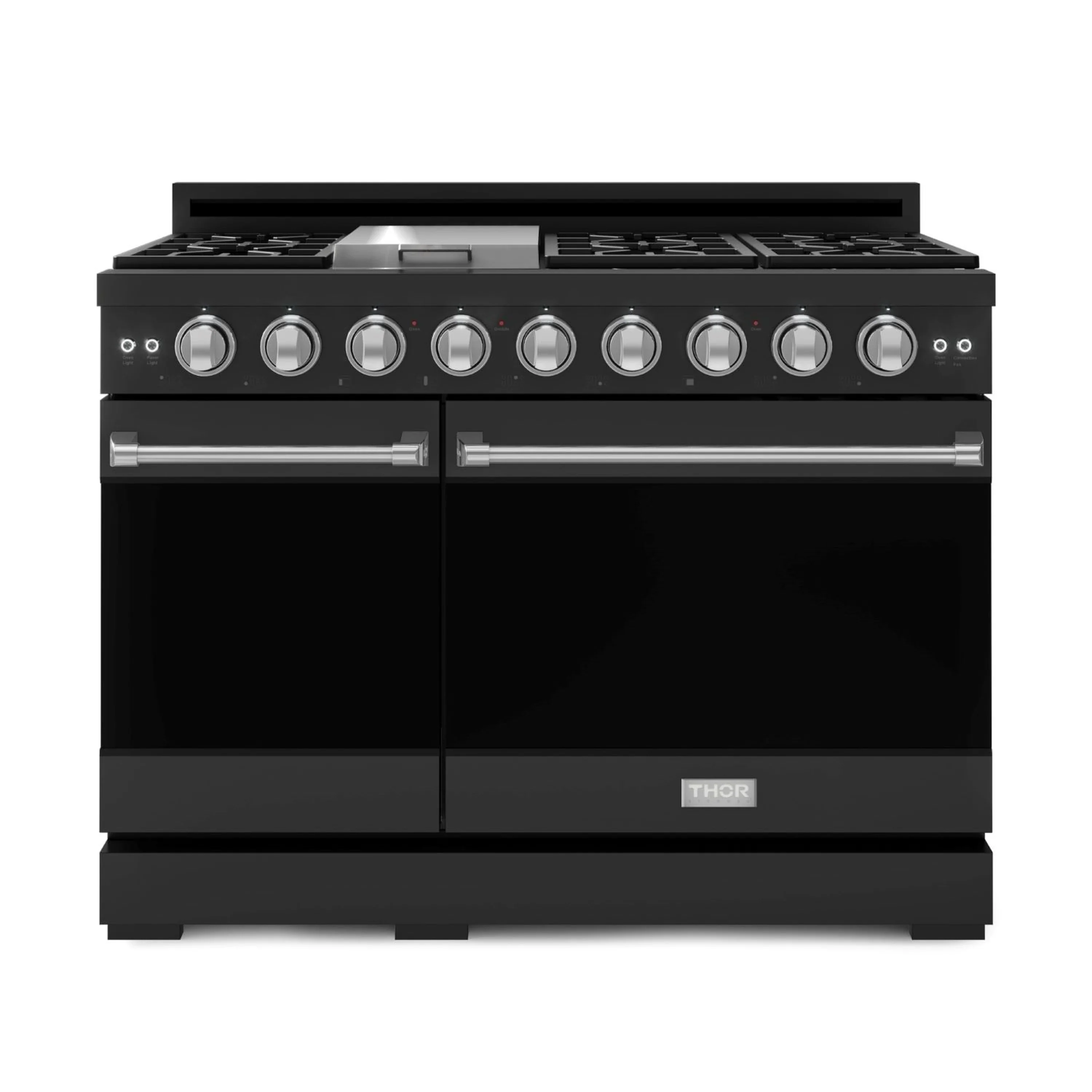 Gordon Ramsay by Thor Kitchen 48-Inch Professional Propane Gas Range with Pro-Style Knobs and 6.8 Cu. Ft. Double Oven in Black with Stainless Steel Trim (RSG48EBLP-SS) - Image 4