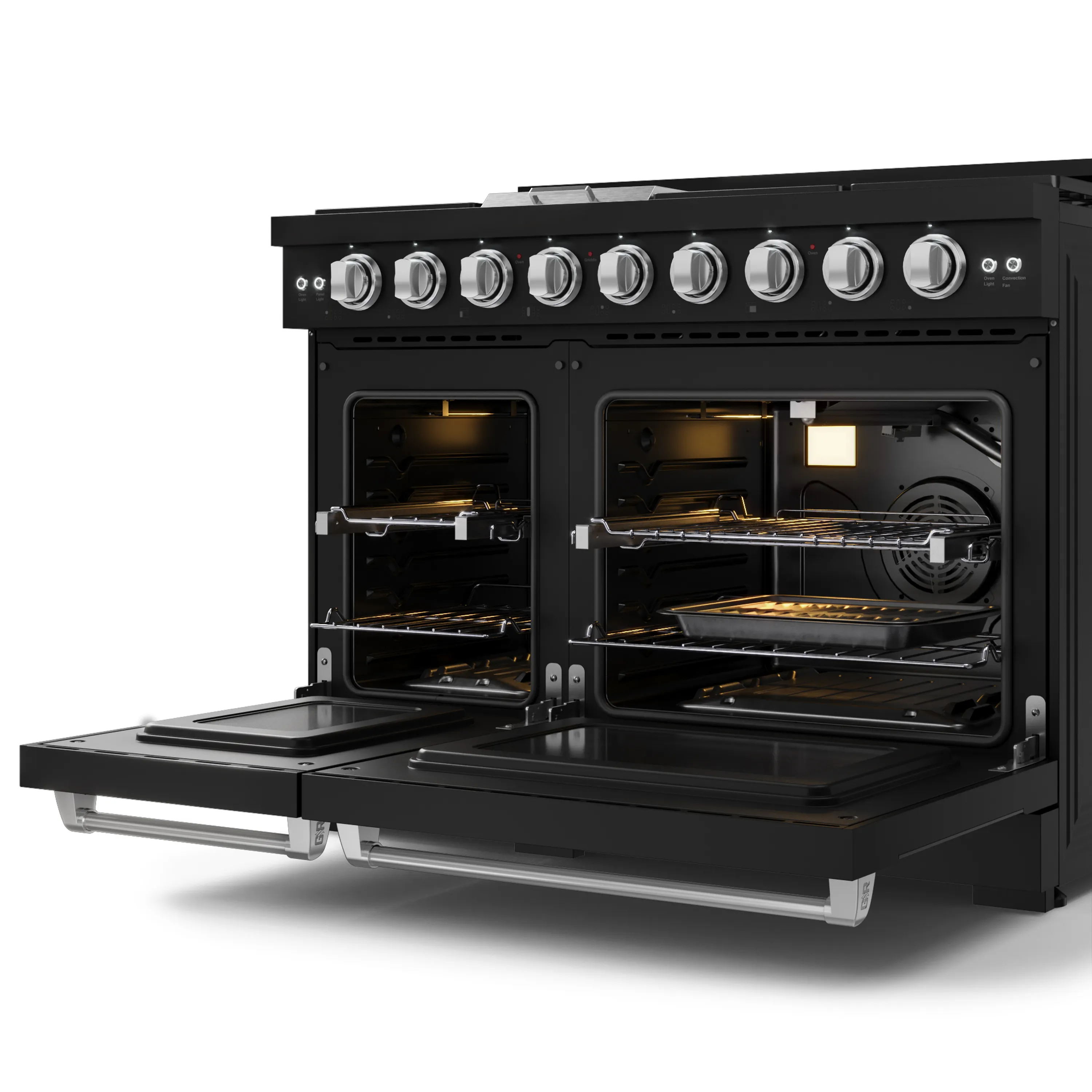 Gordon Ramsay by Thor Kitchen 48-Inch Professional Propane Gas Range with Pro-Style Knobs and 6.8 Cu. Ft. Double Oven in Black with Stainless Steel Trim (RSG48EBLP-SS) - Image 9