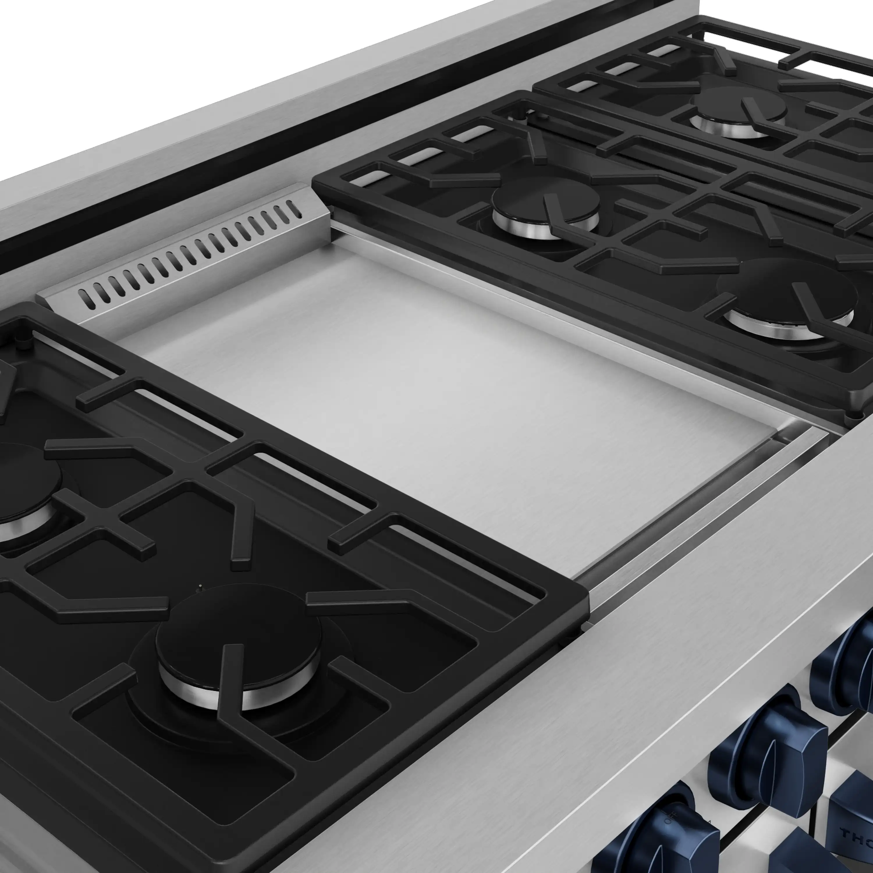 Gordon Ramsay by Thor Kitchen 48-Inch Professional Propane Gas Range with Pro-Style Knobs and 6.8 Cu. Ft. Double Oven in Stainless Steel with Blue Trim (RSG48ELP-BLU) - Image 10