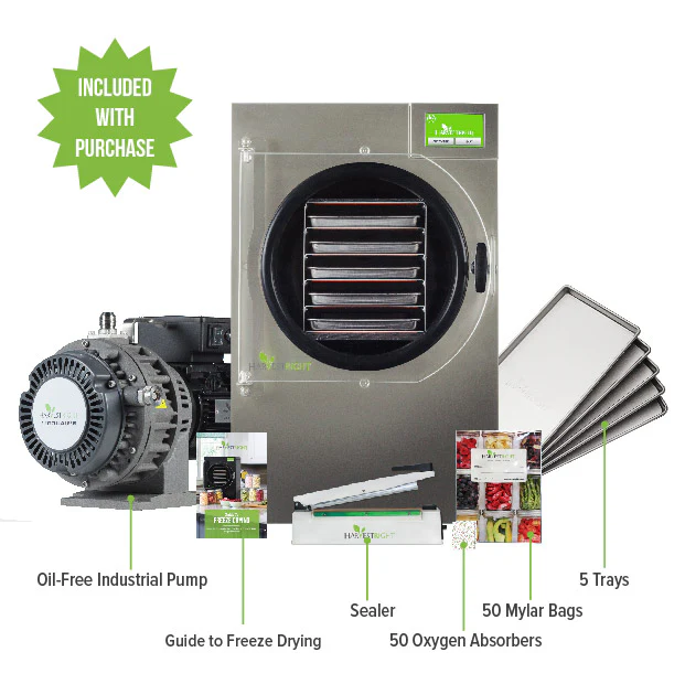 Harvest Right Home Freeze Dryer with Oil Free Pump, 5 Tray & Mylar Starter Kit in Stainless Steel, Medium (N-HRFDMSS-PP, SP-GW11060) - Image 4