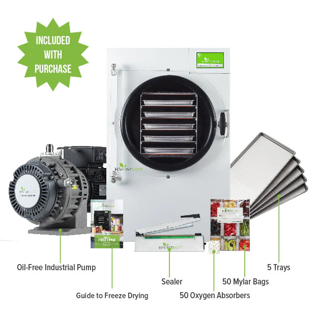 Harvest Right Home Freeze Dryer with Oil Free Pump, 5 Tray & Mylar Starter Kit in White, Medium (N-HRFDMWH-PP, SP-GW11060) - Image 5