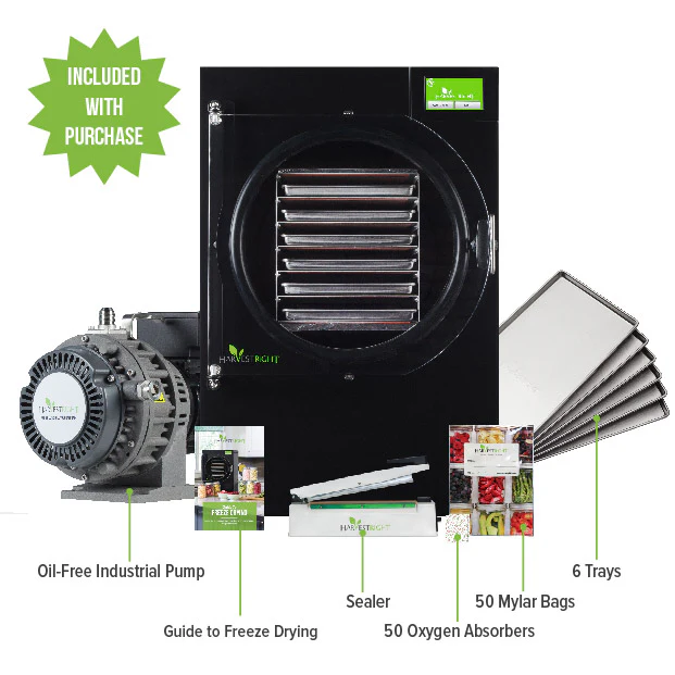Harvest Right Home Freeze Dyer with with Oil Free Pump, 6 Tray & Mylar Starter Kit in Black, Large (N-HRFDLBK-PP, SP-GW11060) - Image 5