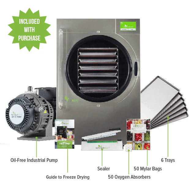 Harvest Right Home Freeze Dyer with Oil Free Pump, 6 Tray & Mylar Starter Kit in Stainless Steel, Large (N-HRFDLSS-PP, SP-GW11060) - Image 4