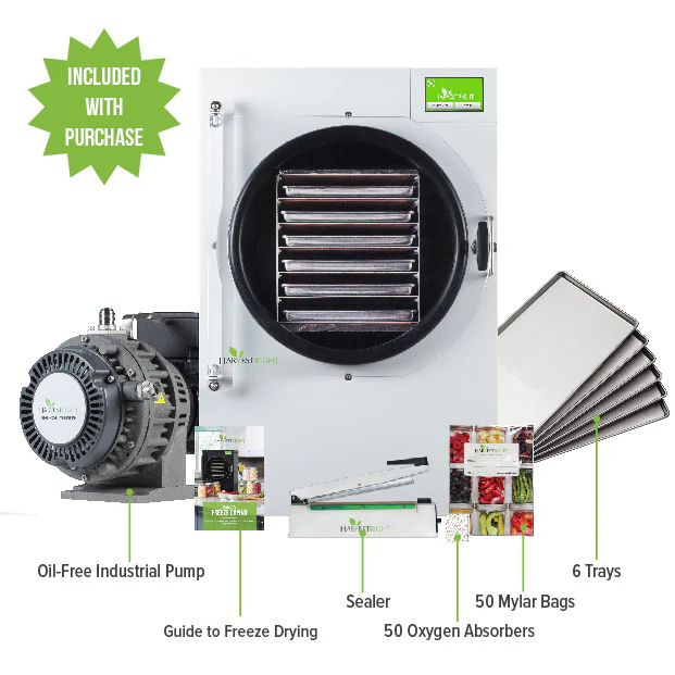 Harvest Right Home Freeze Dyer with Oil Free Pump, 6 Tray & Mylar Starter Kit in White, Large (N-HRFDLWH-PP, SP-GW11060) - Image 5
