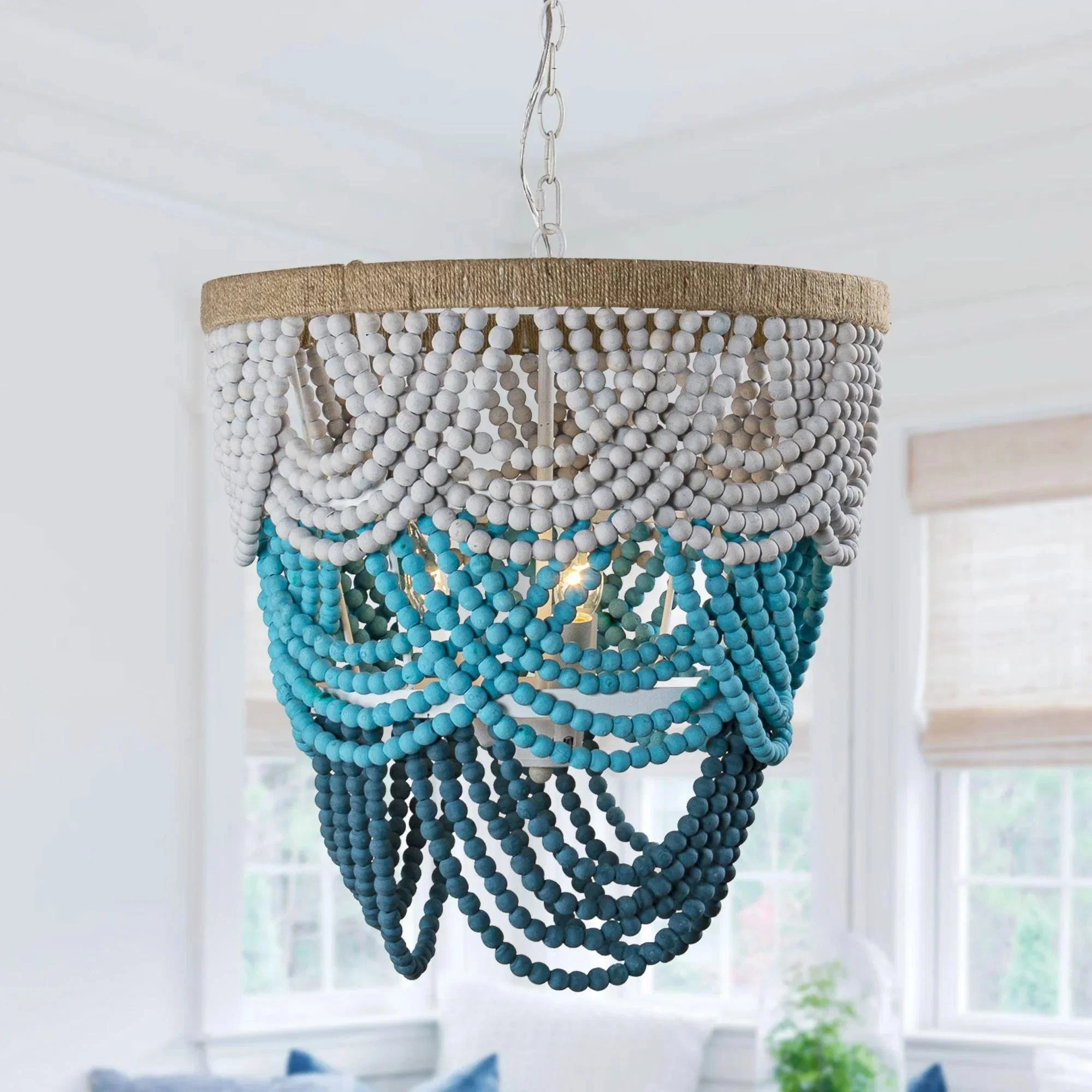 Parrot Uncle Hatfield 4-Light Bohemia Style Wood Beaded Chandelier - Image 4