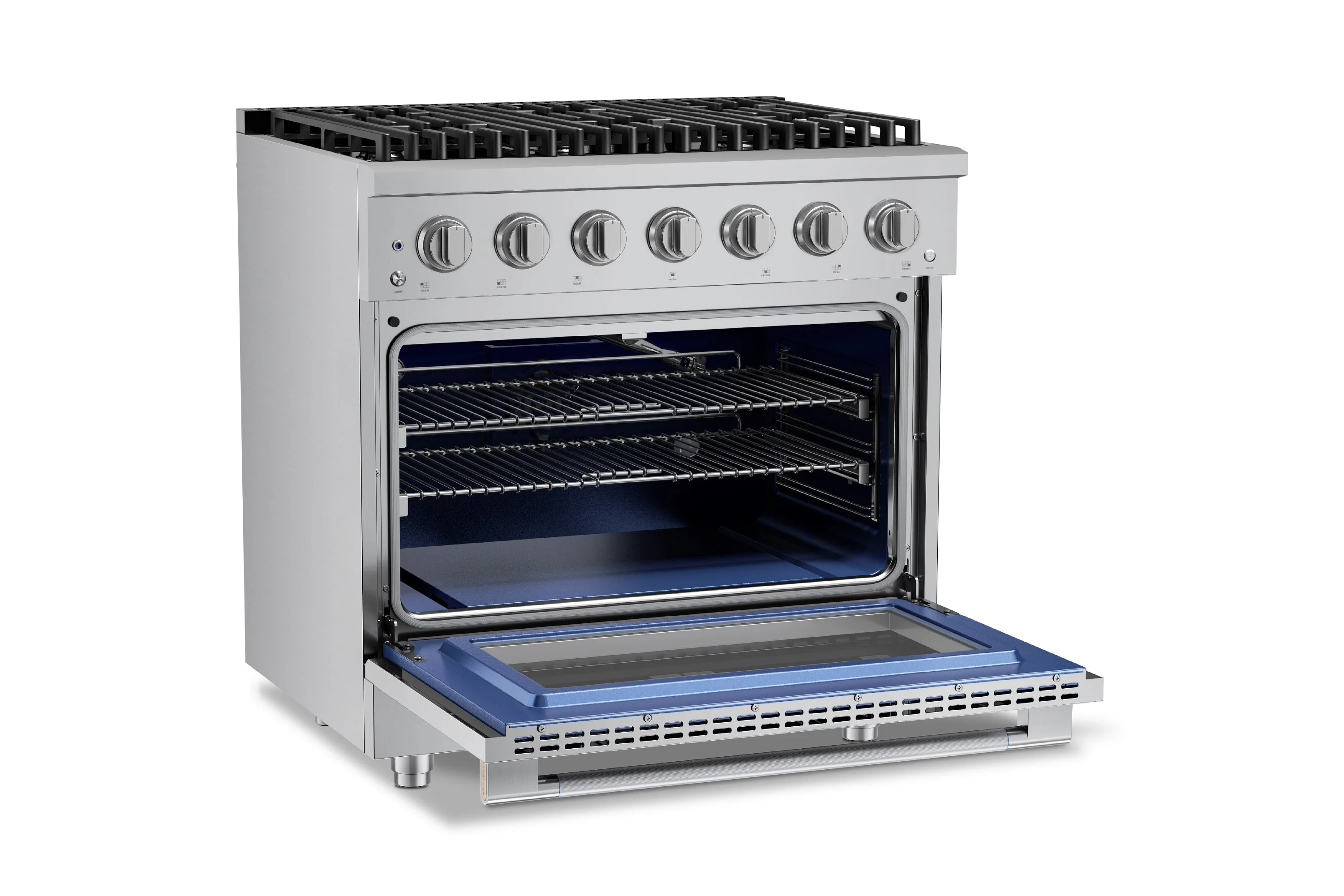Hauslane HausPro Series 36-Inch Gas or Dual Fuel Range with 6 Burners and Convection Oven in Stainless Steel - Image 10