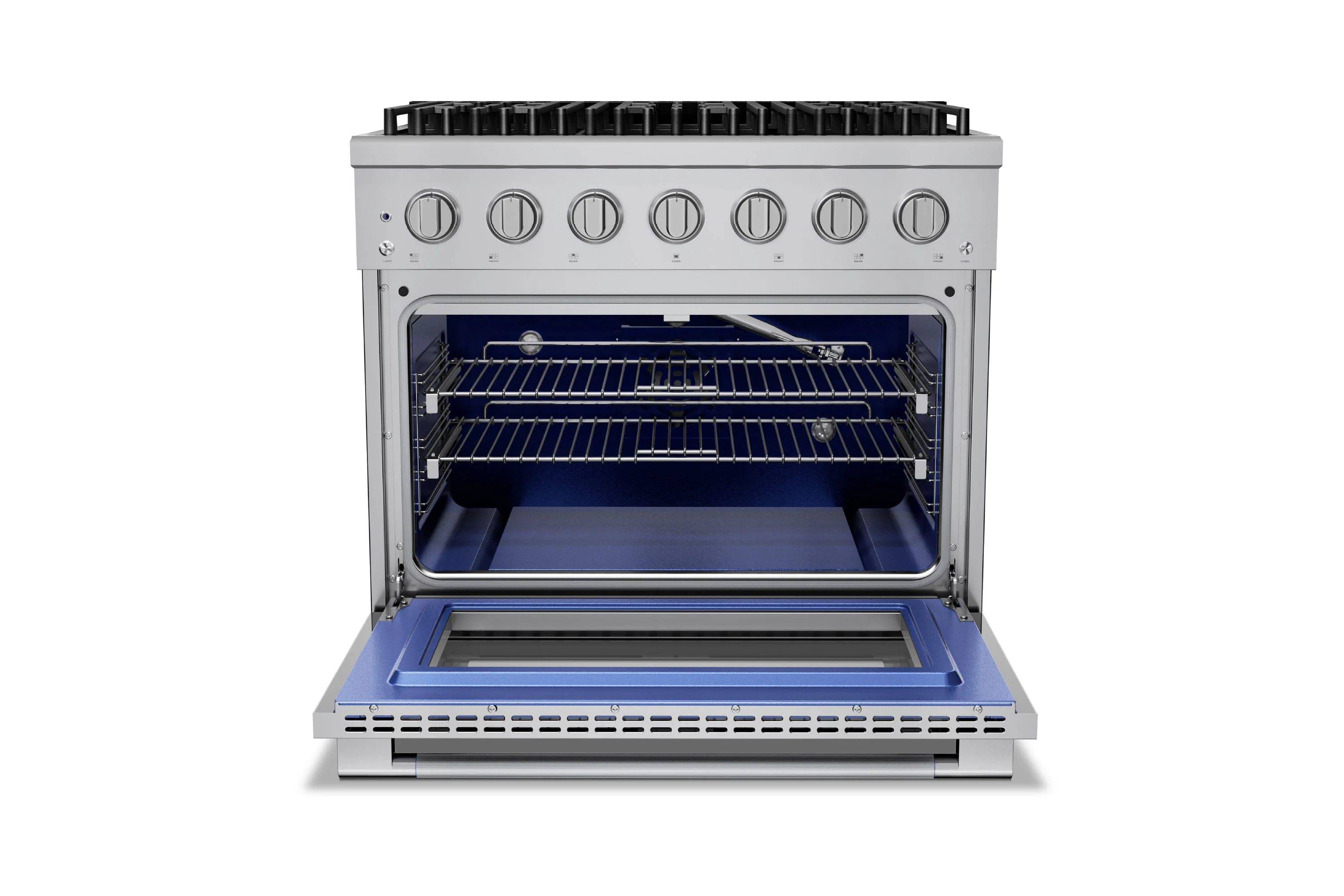 Hauslane HausPro Series 36-Inch Gas or Dual Fuel Range with 6 Burners and Convection Oven in Stainless Steel - Image 8