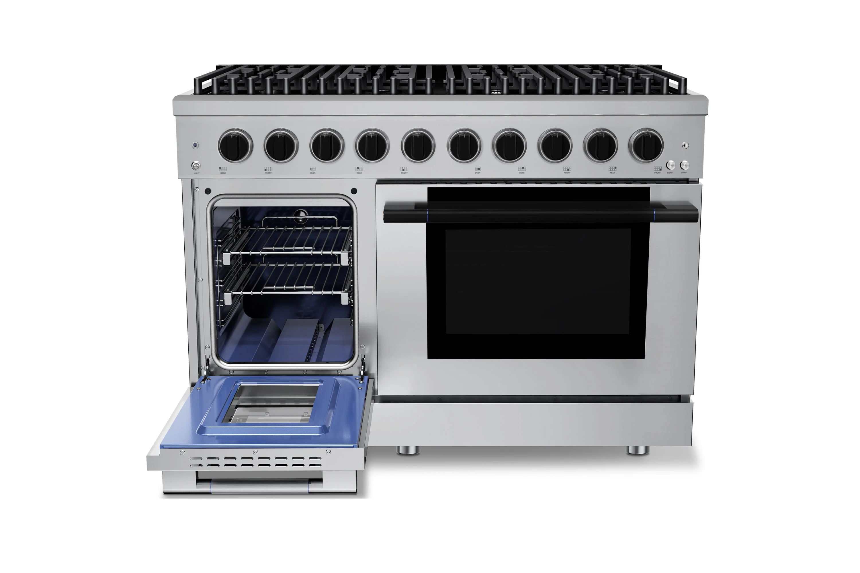 Hauslane HausPro Series 48-Inch Gas or Dual Fuel Range with 8 Burners and Convection Oven in Stainless Steel - Image 13