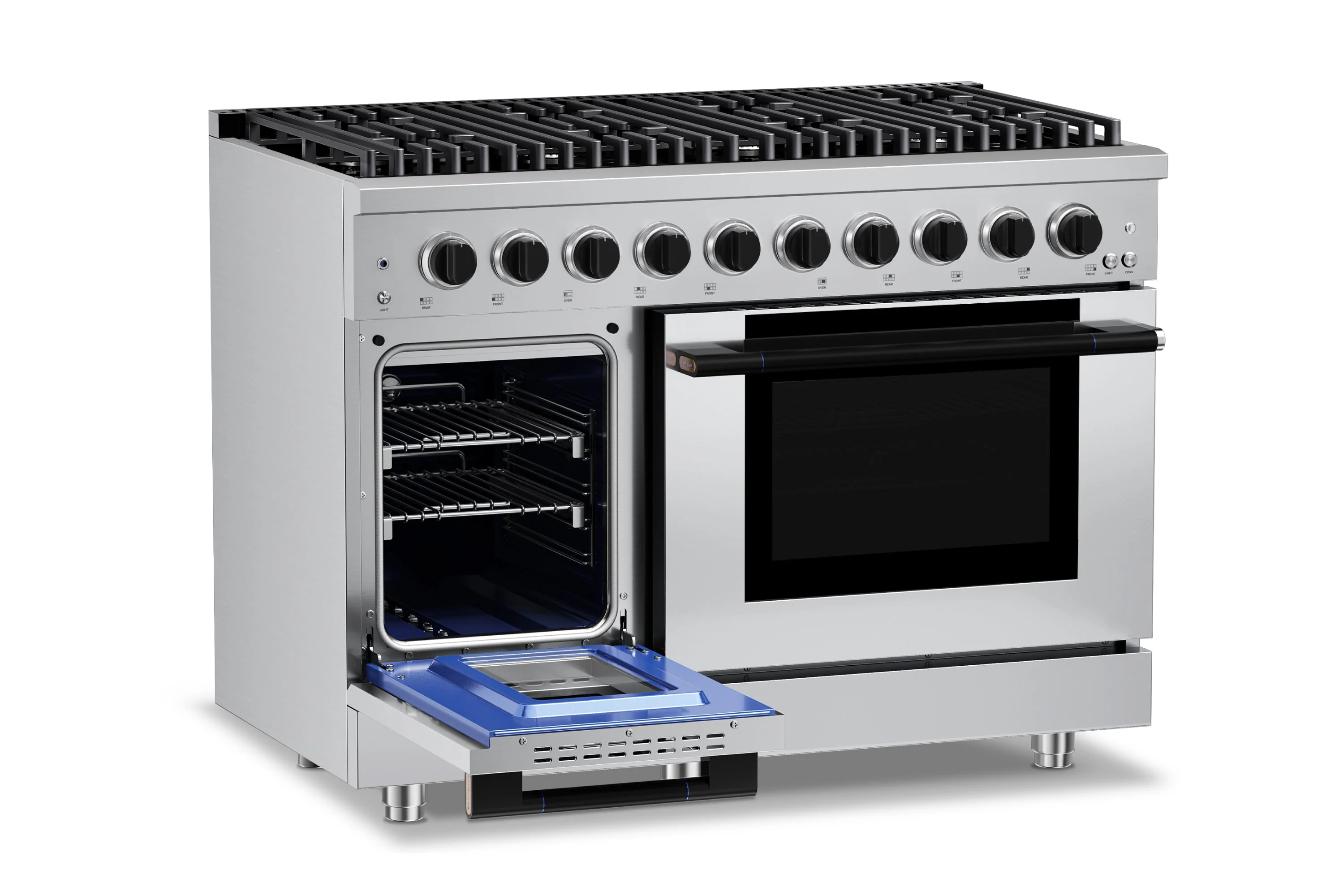 Hauslane HausPro Series 48-Inch Gas or Dual Fuel Range with 8 Burners and Convection Oven in Stainless Steel - Image 15