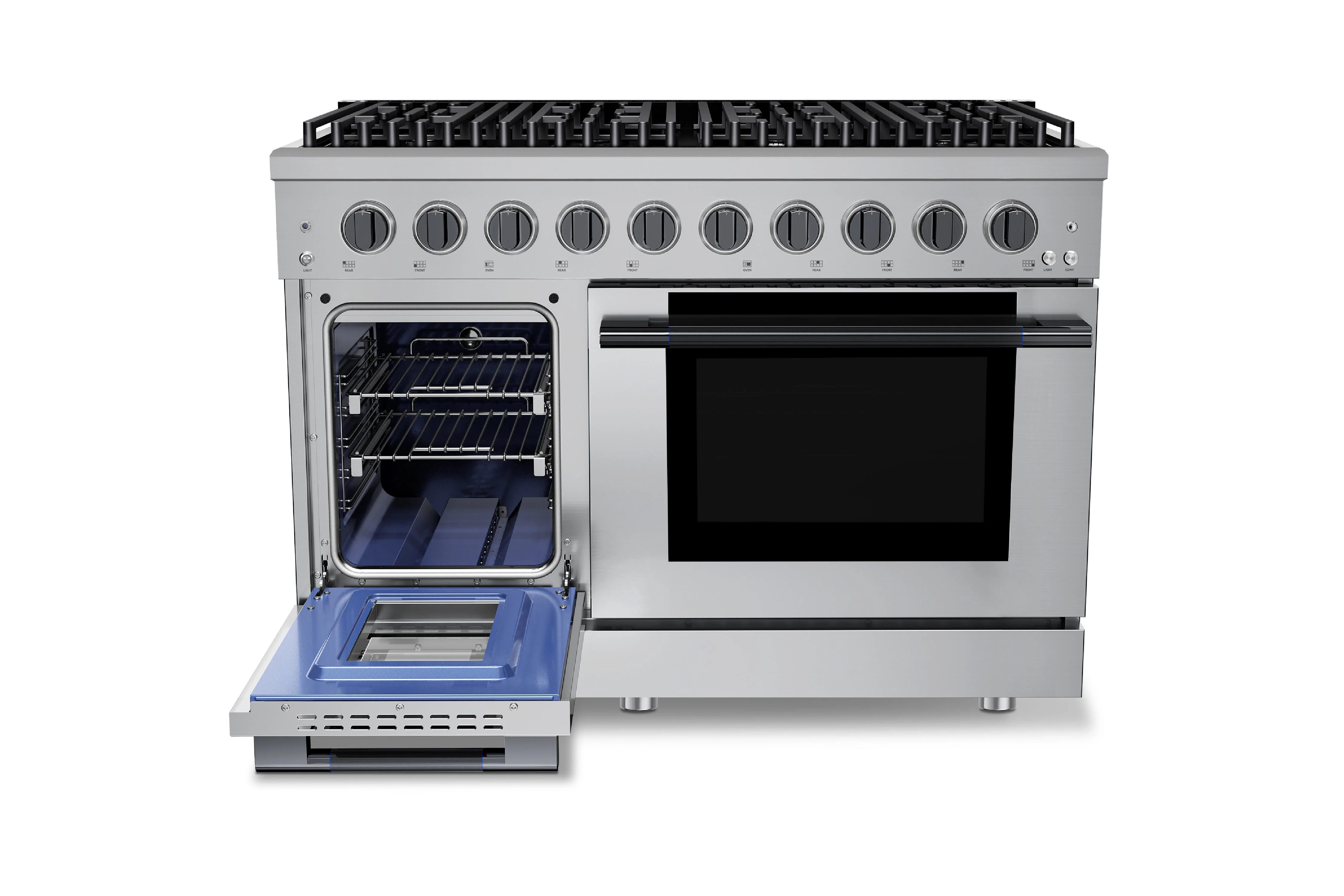 Hauslane HausPro Series 48-Inch Gas or Dual Fuel Range with 8 Burners and Convection Oven in Stainless Steel - Image 19