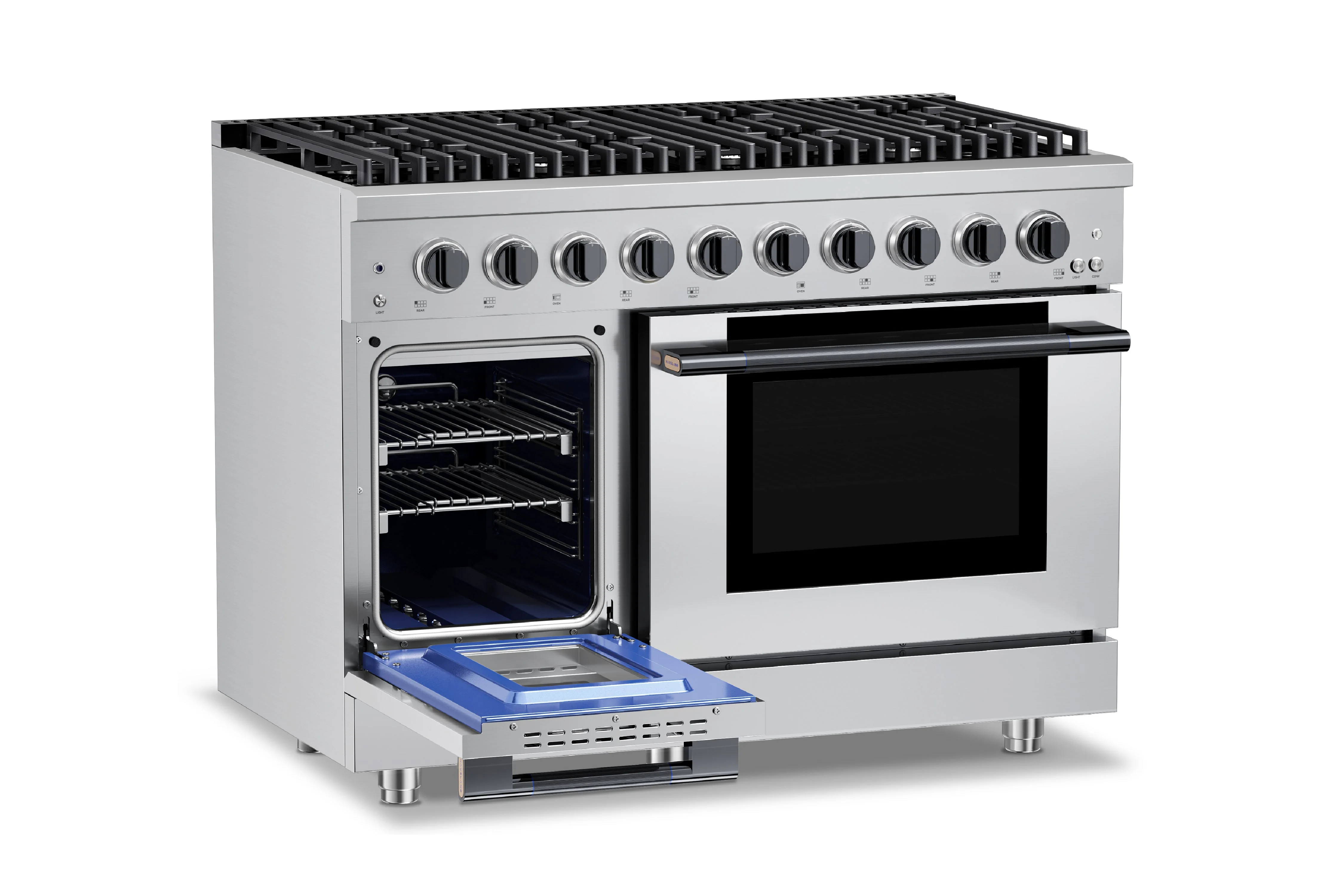 Hauslane HausPro Series 48-Inch Gas or Dual Fuel Range with 8 Burners and Convection Oven in Stainless Steel - Image 21