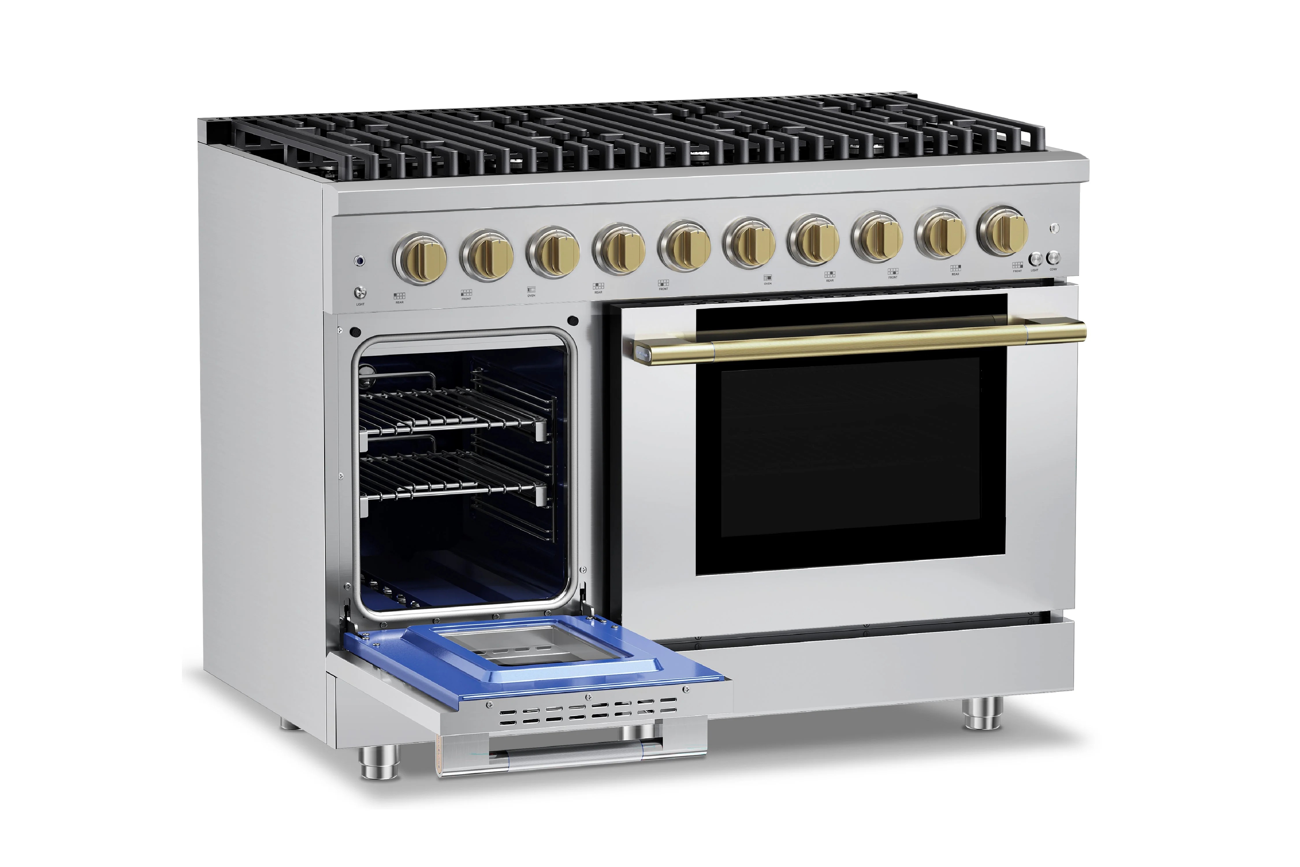 Hauslane HausPro Series 48-Inch Gas or Dual Fuel Range with 8 Burners and Convection Oven in Stainless Steel - Image 27