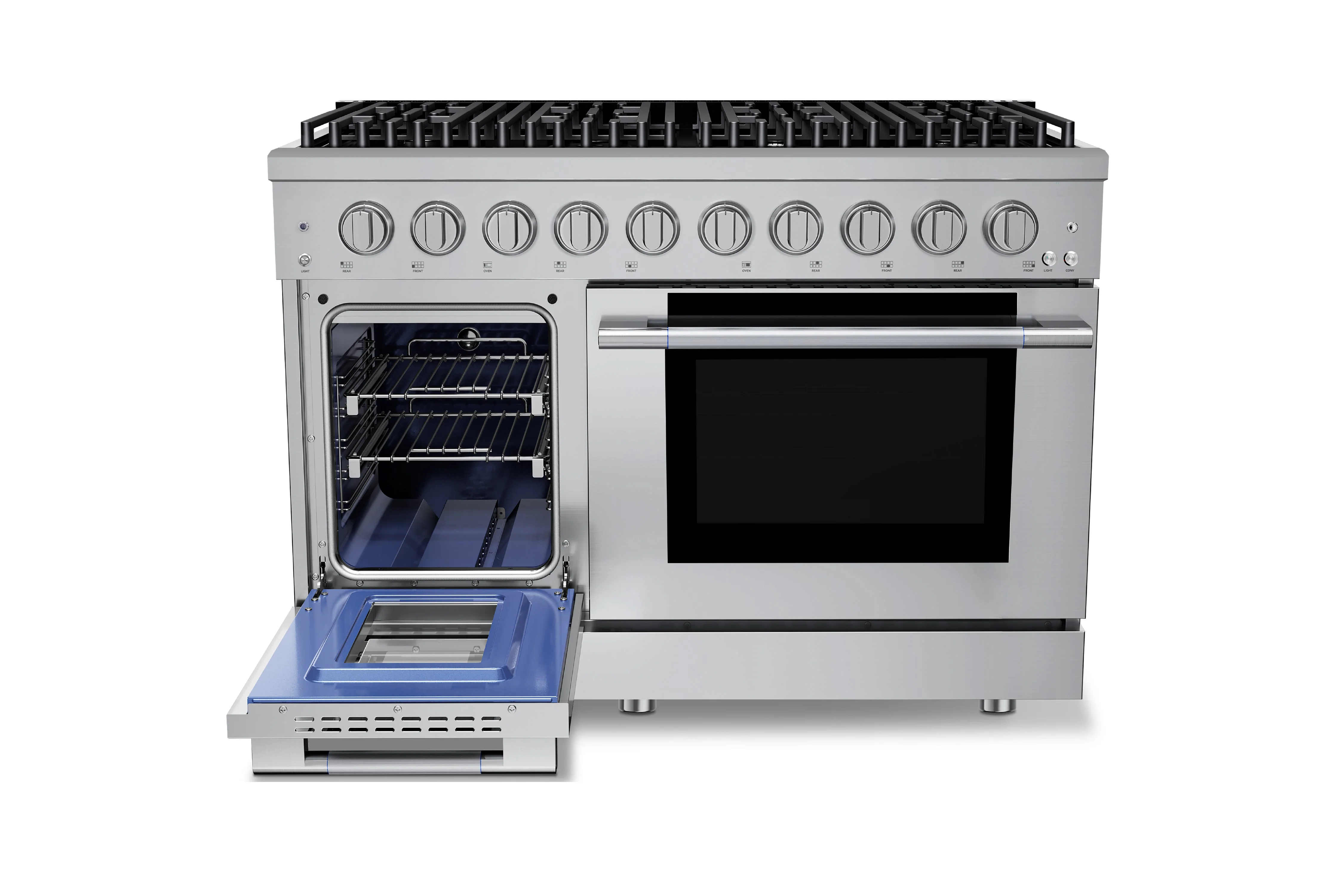 Hauslane HausPro Series 48-Inch Gas or Dual Fuel Range with 8 Burners and Convection Oven in Stainless Steel - Image 7