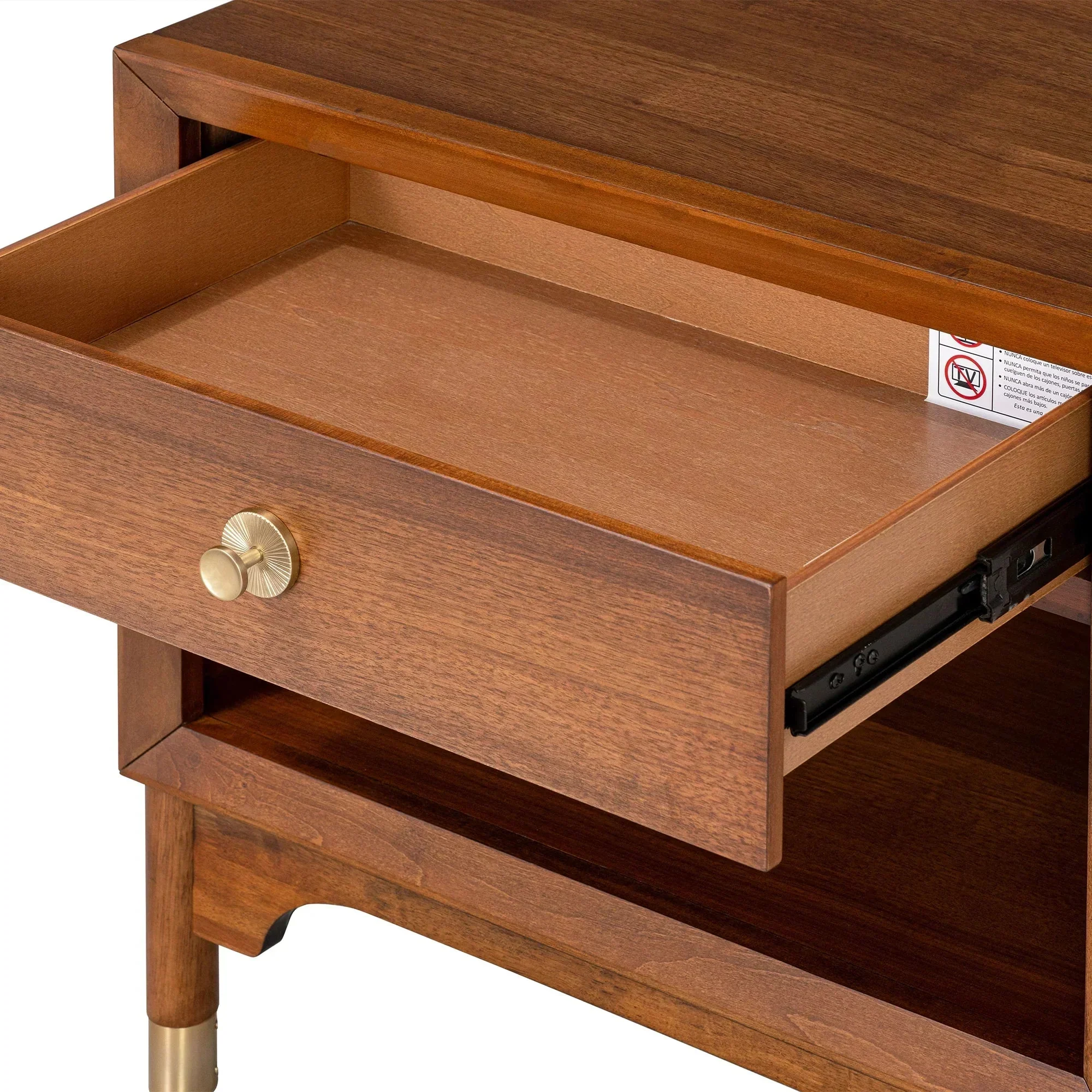 Parrot Uncle Hepburne Mid Century Walnut 1-Drawer 26-Inch Nightstand with Touch Light (FM74000WN-N-PU) - Image 3