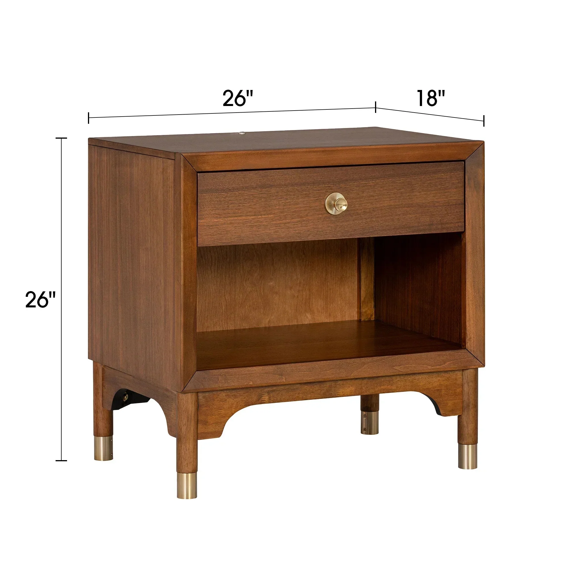 Parrot Uncle Hepburne Mid Century Walnut 1-Drawer 26-Inch Nightstand with Touch Light (FM74000WN-N-PU) - Image 8