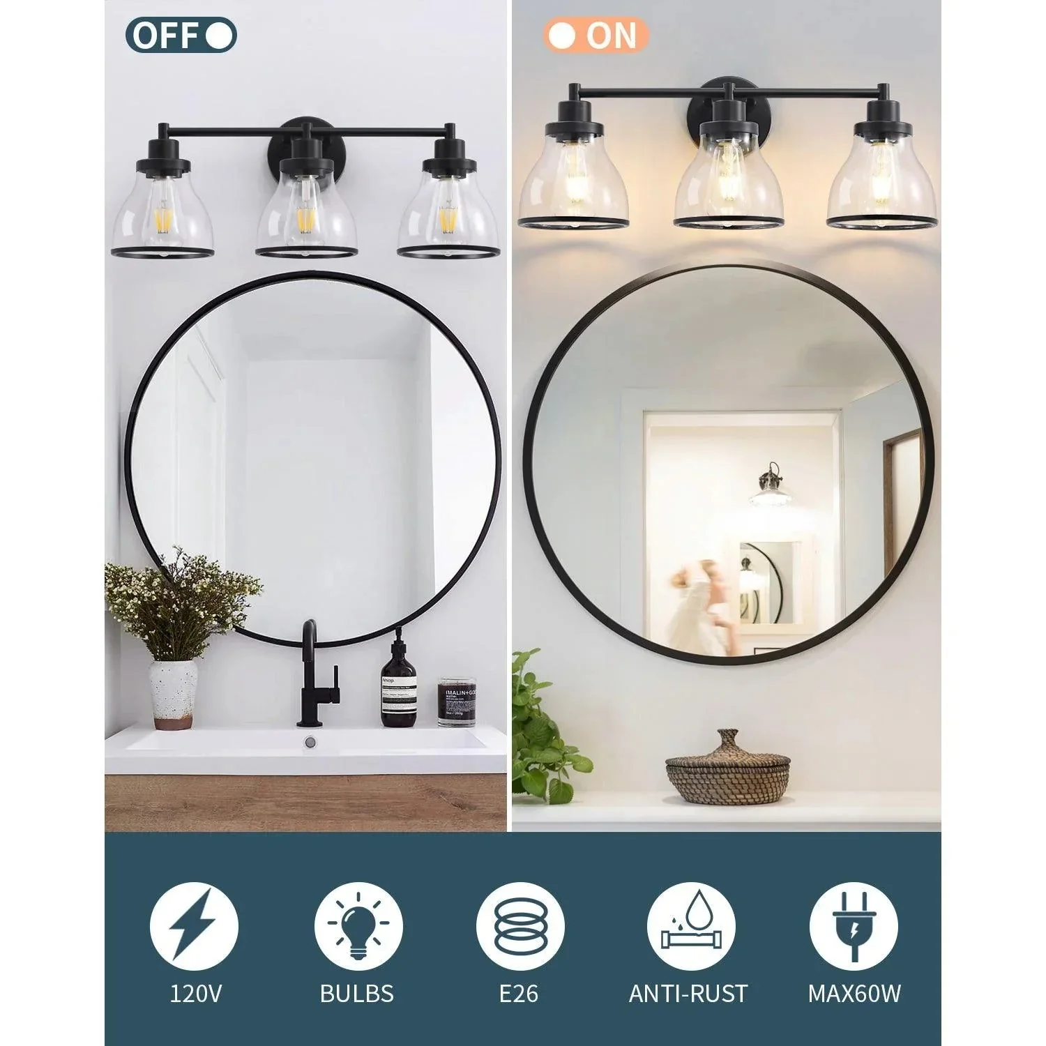 Parrot Uncle Hermosa Modern 3-Light Bathroom Vanity Light - Image 17