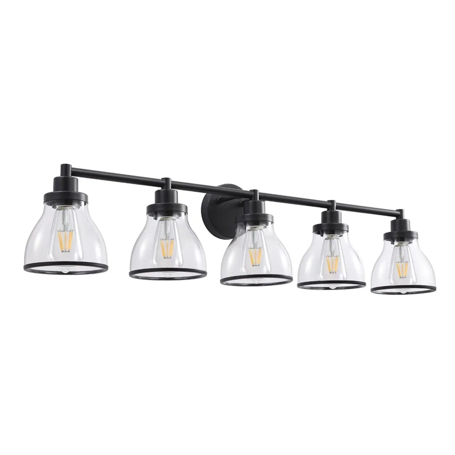 Parrot Uncle Hermosa Modern Polished Nickel & Black 5-Light Bathroom Vanity Light - Image 10