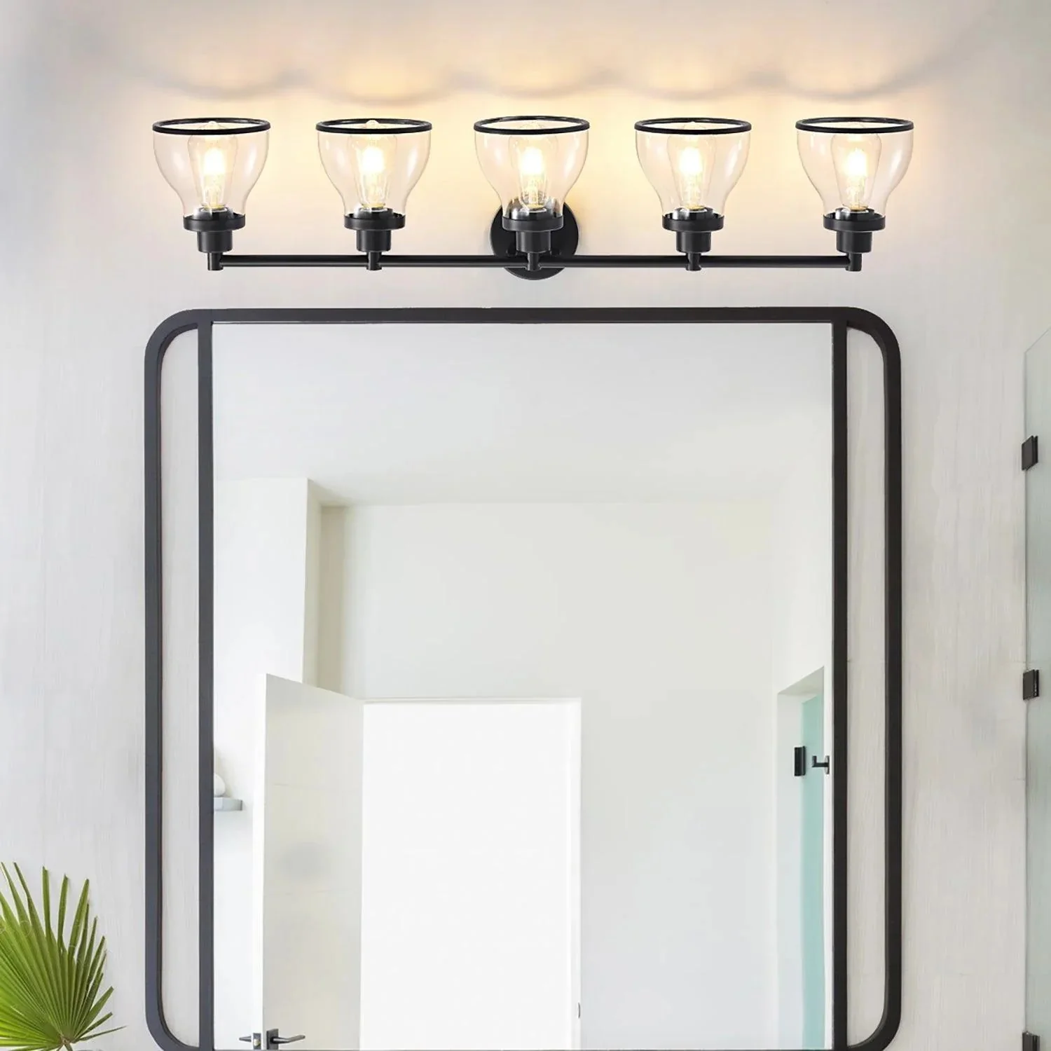 Parrot Uncle Hermosa Modern Polished Nickel & Black 5-Light Bathroom Vanity Light - Image 14