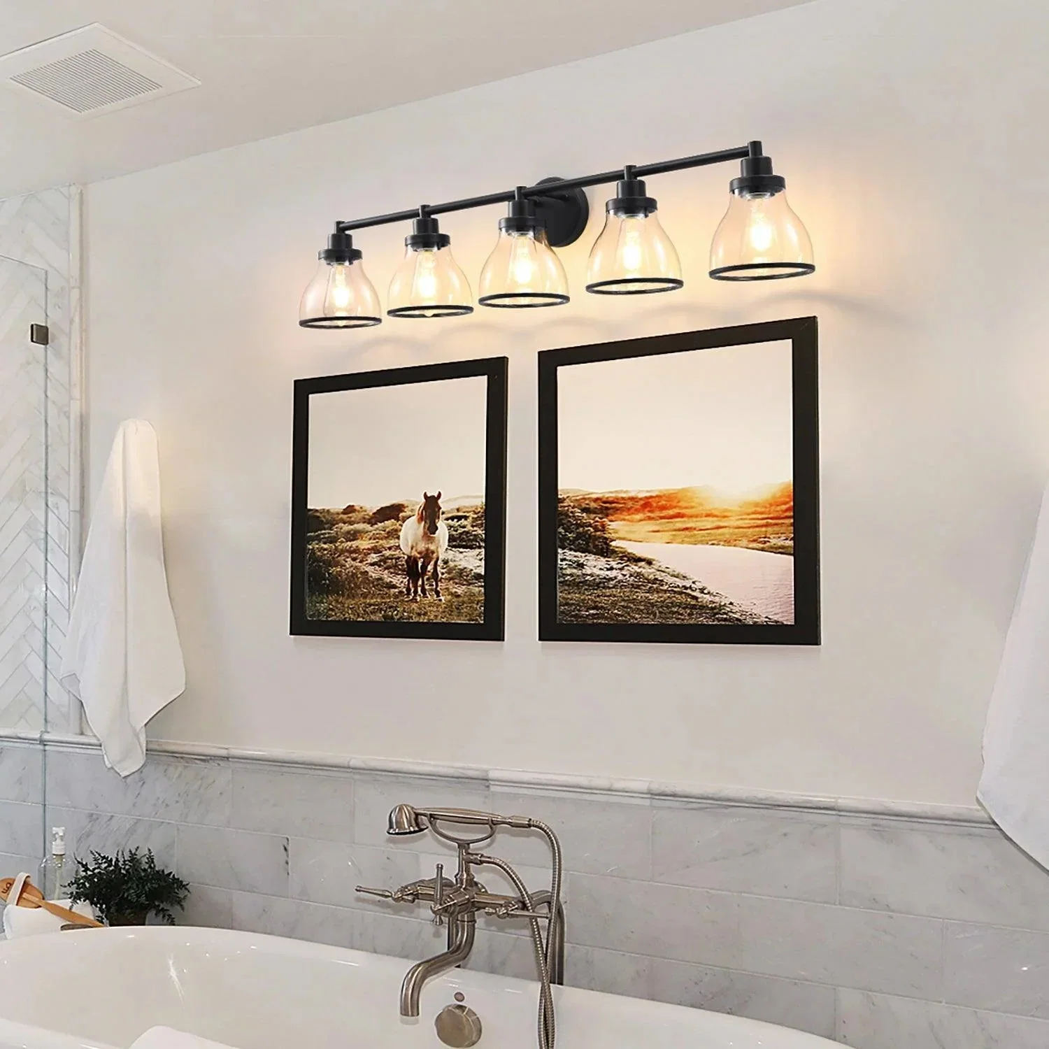 Parrot Uncle Hermosa Modern Polished Nickel & Black 5-Light Bathroom Vanity Light - Image 17
