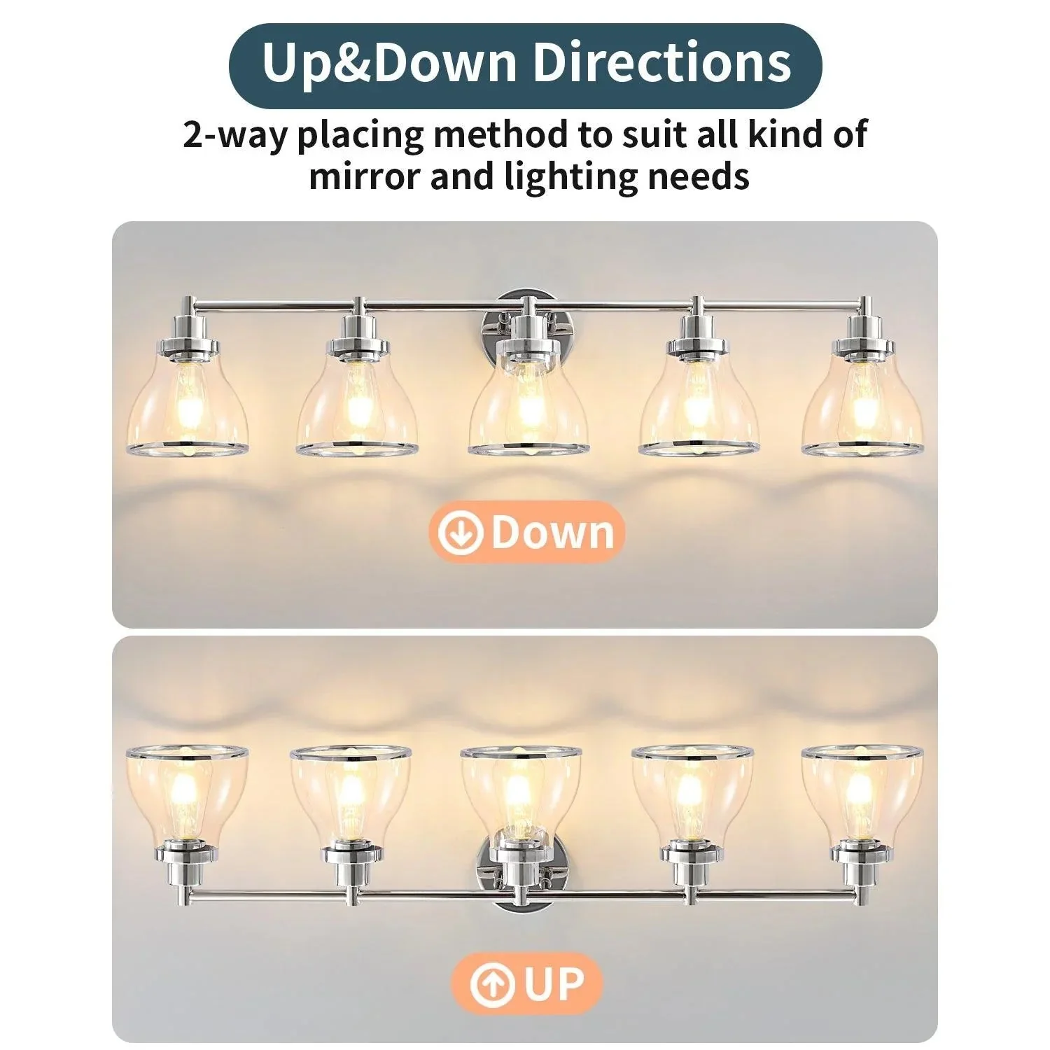 Parrot Uncle Hermosa Modern Polished Nickel & Black 5-Light Bathroom Vanity Light - Image 5
