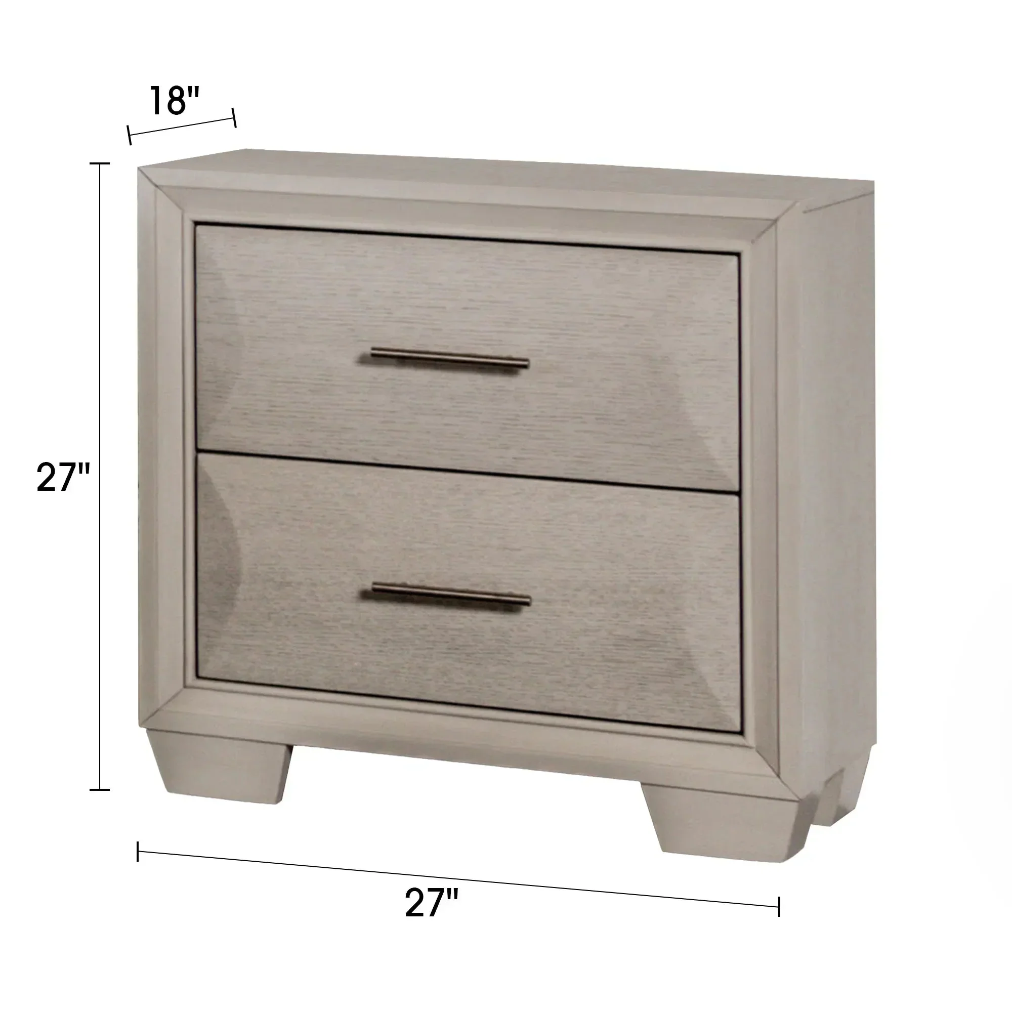 Parrot Uncle Hinwitz Transitional Solid Wood 2-Drawer Nightstand - Image 8