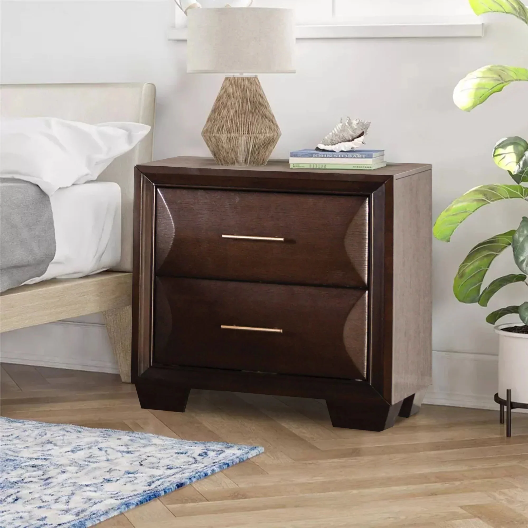 Parrot Uncle Hinwitz Transitional Solid Wood 2-Drawer Nightstand - Image 9