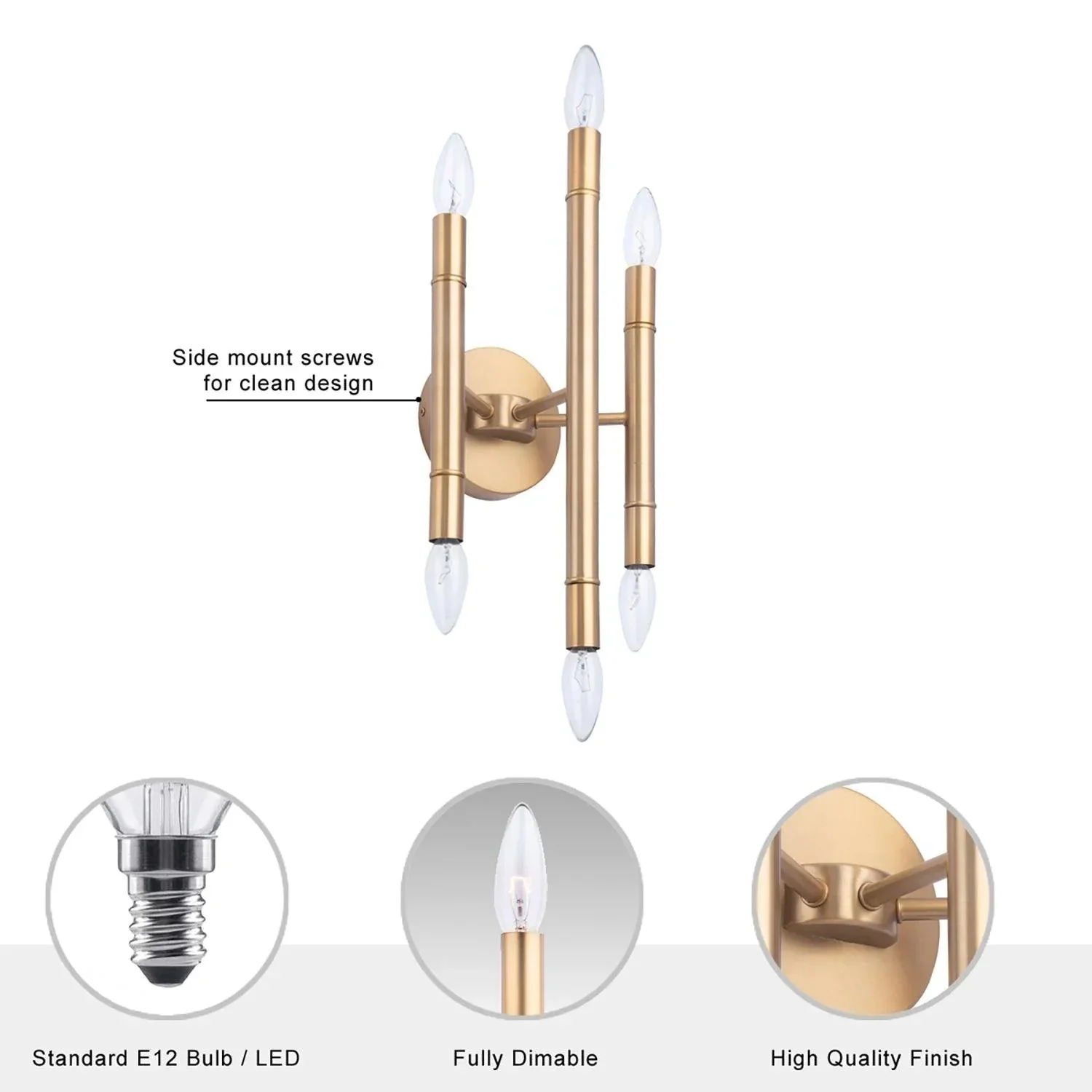 Parrot Uncle Ignis Mid-Century Modern Gold 6-Light Wall Sconce (IG803G) - Image 6