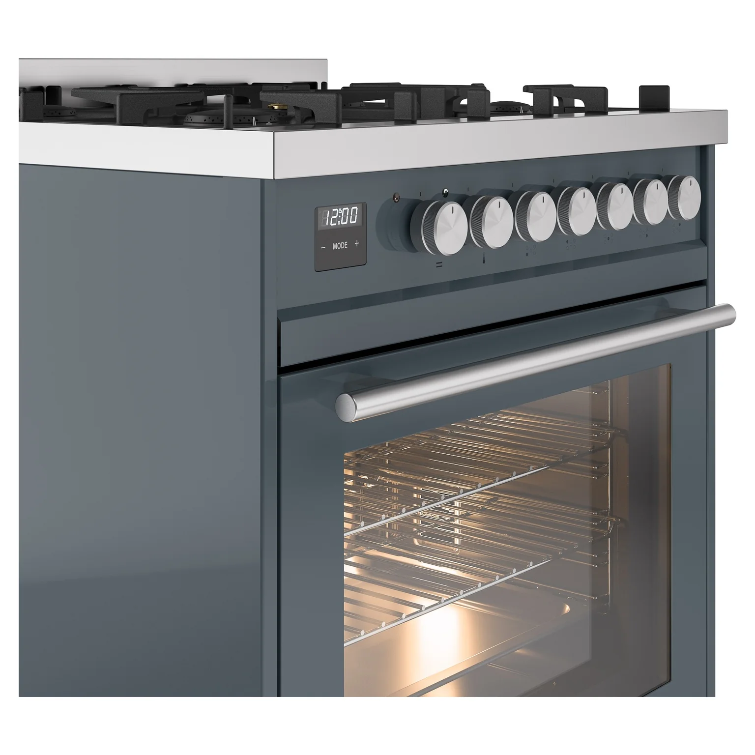 ILVE 30-Inch Professional Plus II Propane Gas Dual Fuel Range with 5 Burners in Blue Grey (UP30WMPBGLP) - Image 3