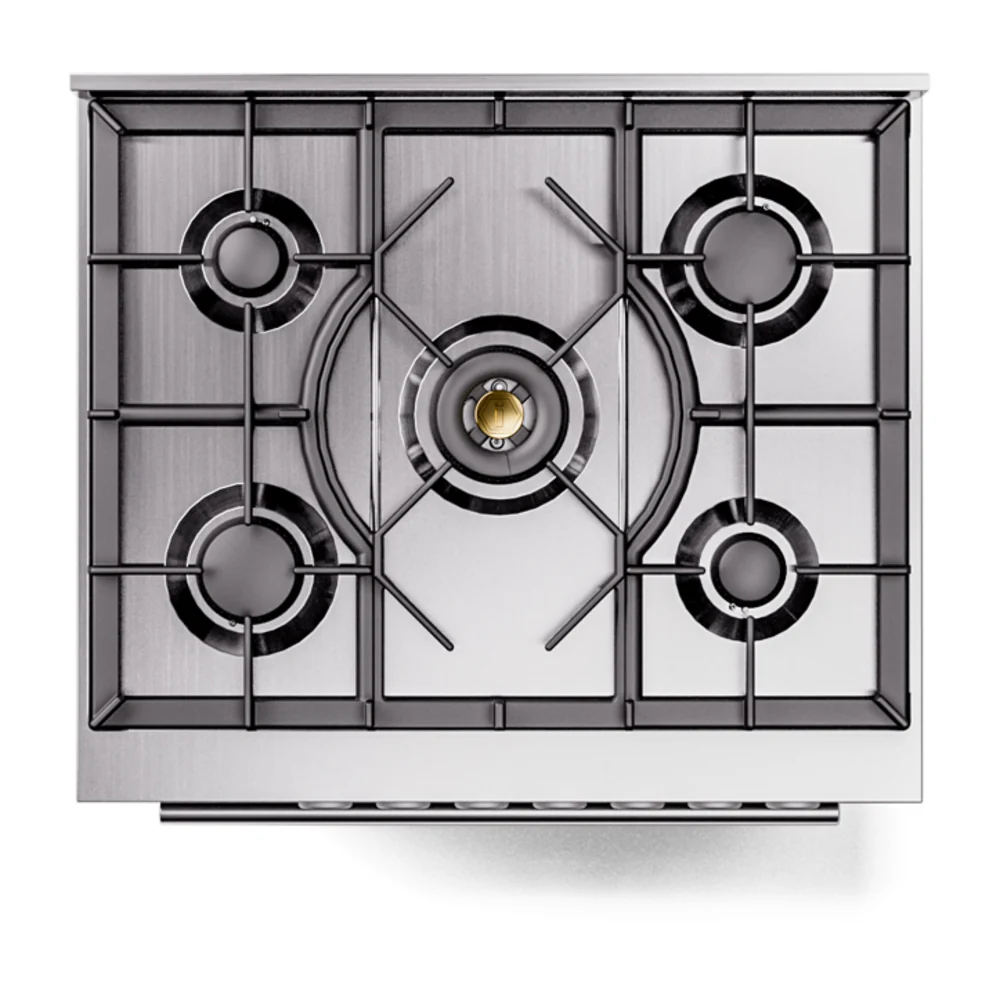 ILVE 30-Inch Professional Plus II Propane Gas Dual Fuel Range with 5 Burners in Blue Grey (UP30WMPBGLP) - Image 4