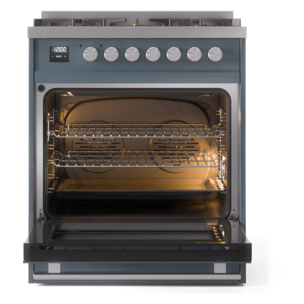 ILVE 30-Inch Professional Plus II Propane Gas Dual Fuel Range with 5 Burners in Blue Grey (UP30WMPBGLP) - Image 5