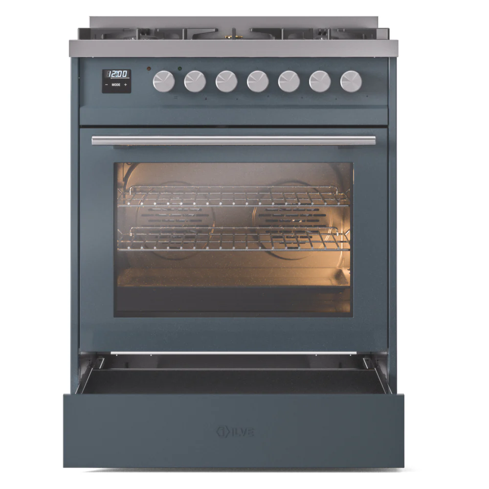 ILVE 30-Inch Professional Plus II Propane Gas Dual Fuel Range with 5 Burners in Blue Grey (UP30WMPBGLP) - Image 6