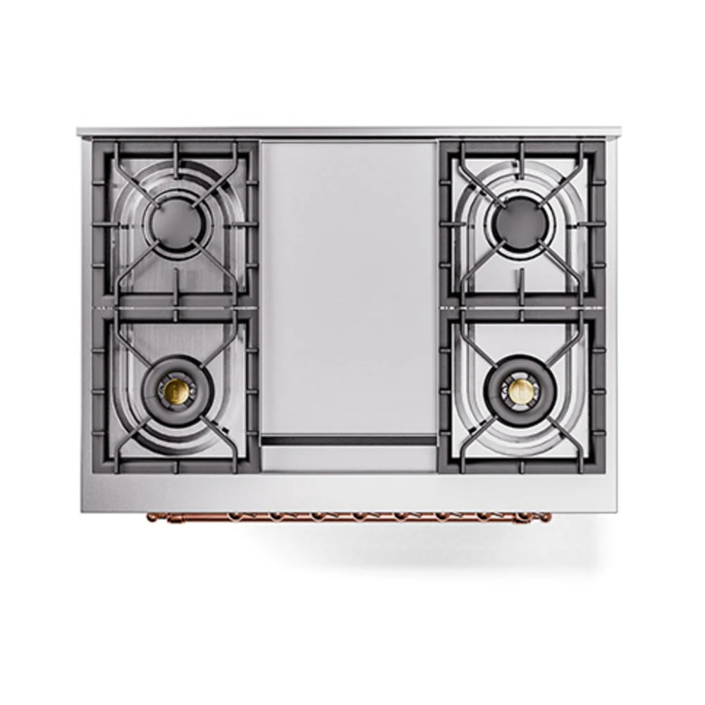 ILVE 36-Inch Nostalgie II Natural Gas Dual Fuel Range with 6 Burners and Solid Door Oven in Custom RAL with Copper Trim (UP36FQNMPRAP) - Image 3